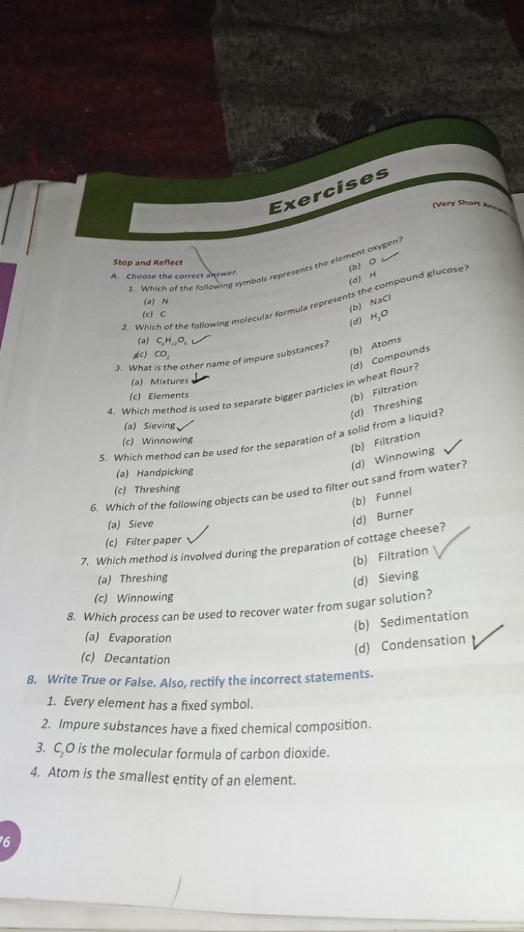 (very short
1. Which of the following symbols represents the element (