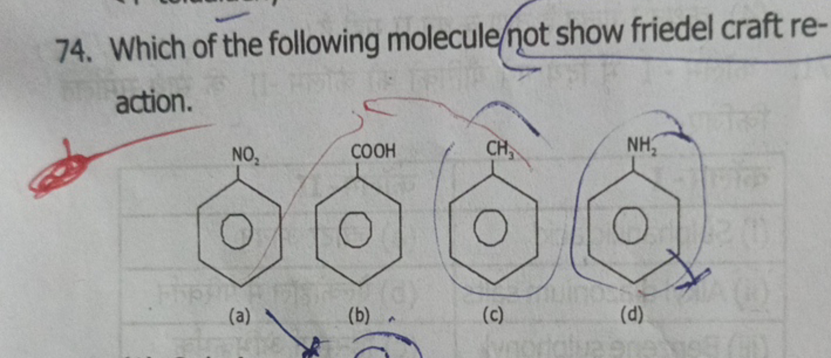 74. Which of the following molecule not show friedel craft reaction.
O