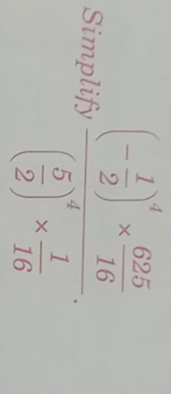 Simplify (25​)4×161​(−21​)4×16625​​