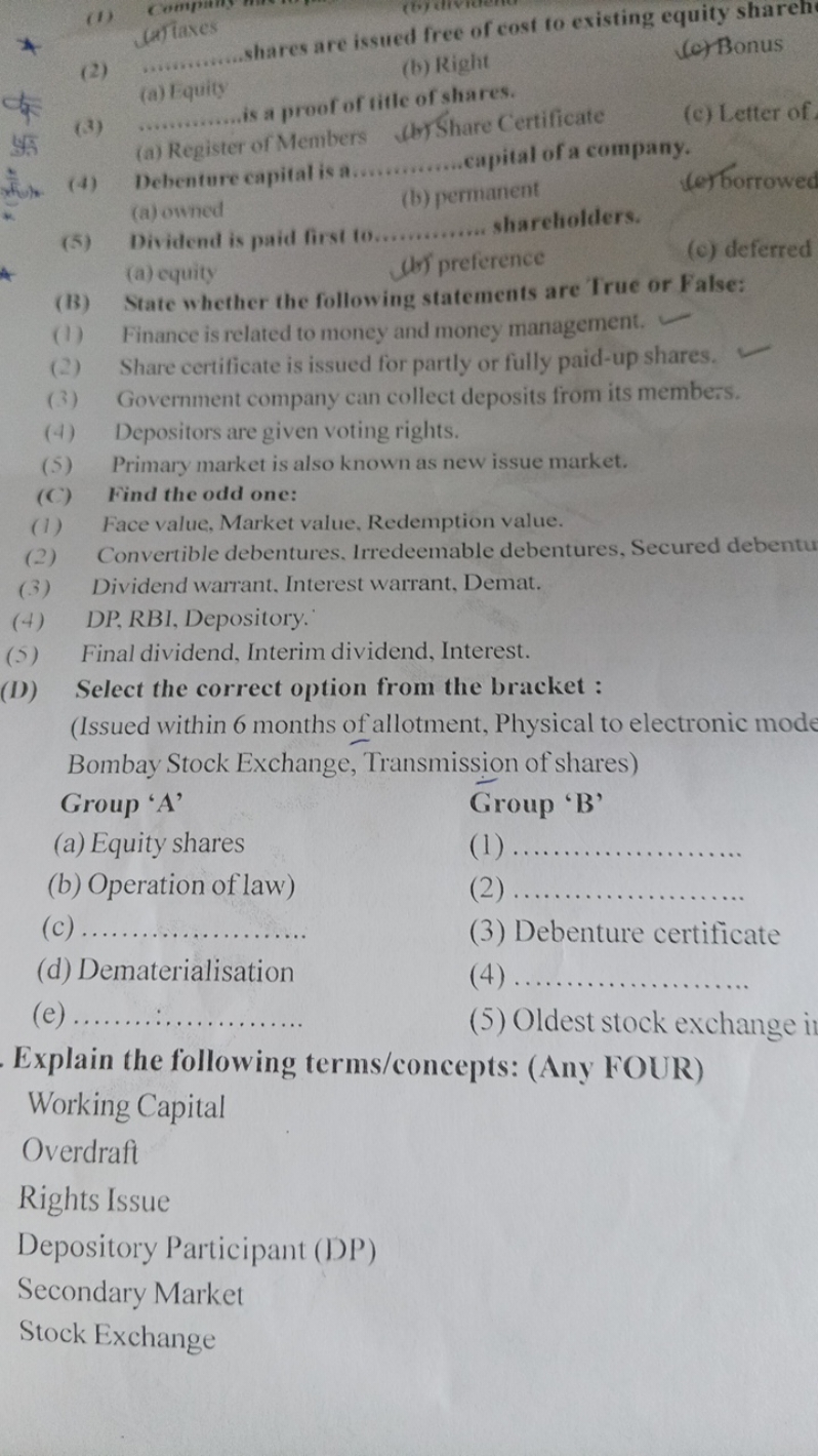 (2)
(e) taxes
(a) Equity Whares are issued free of cosf to existing eq