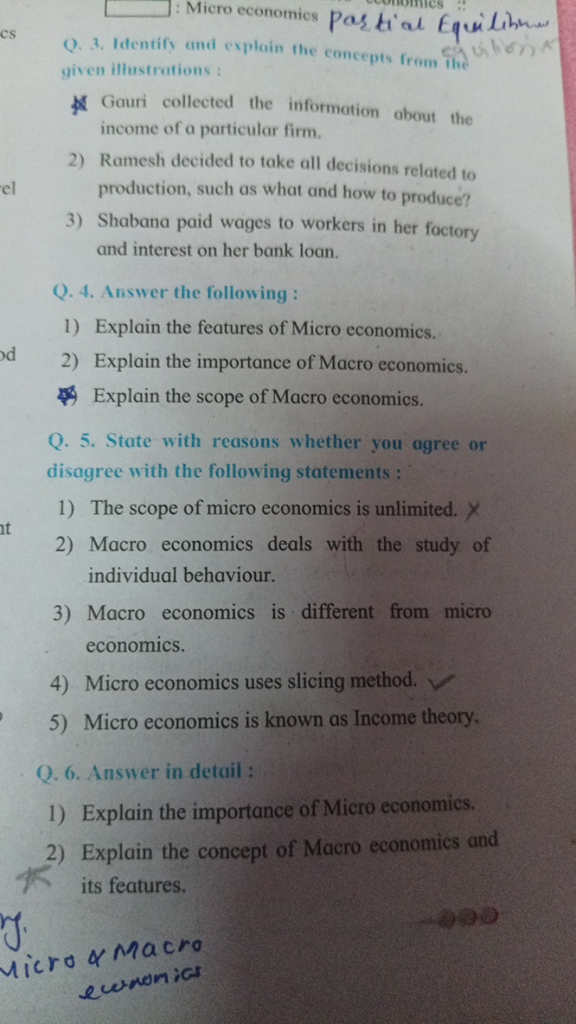 
: Micro economics Partial Equilihum
Q. 3. Identify and explain the co