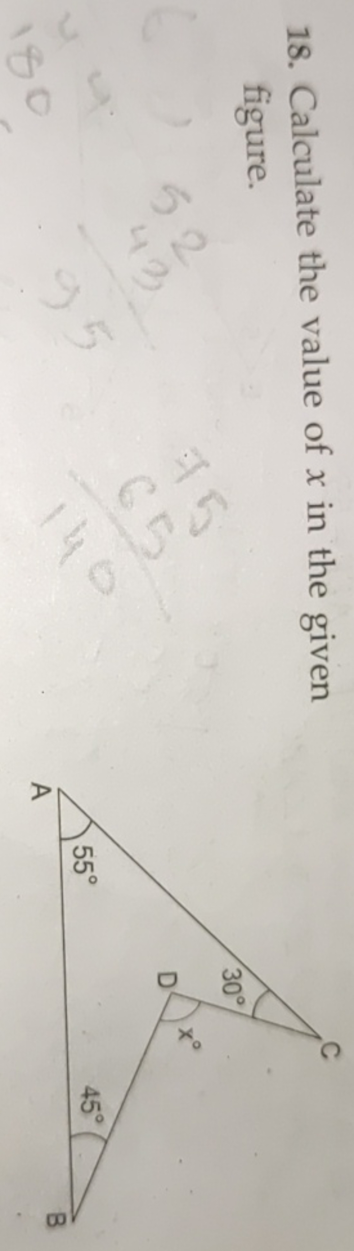 18. Calculate the value of x in the given figure.