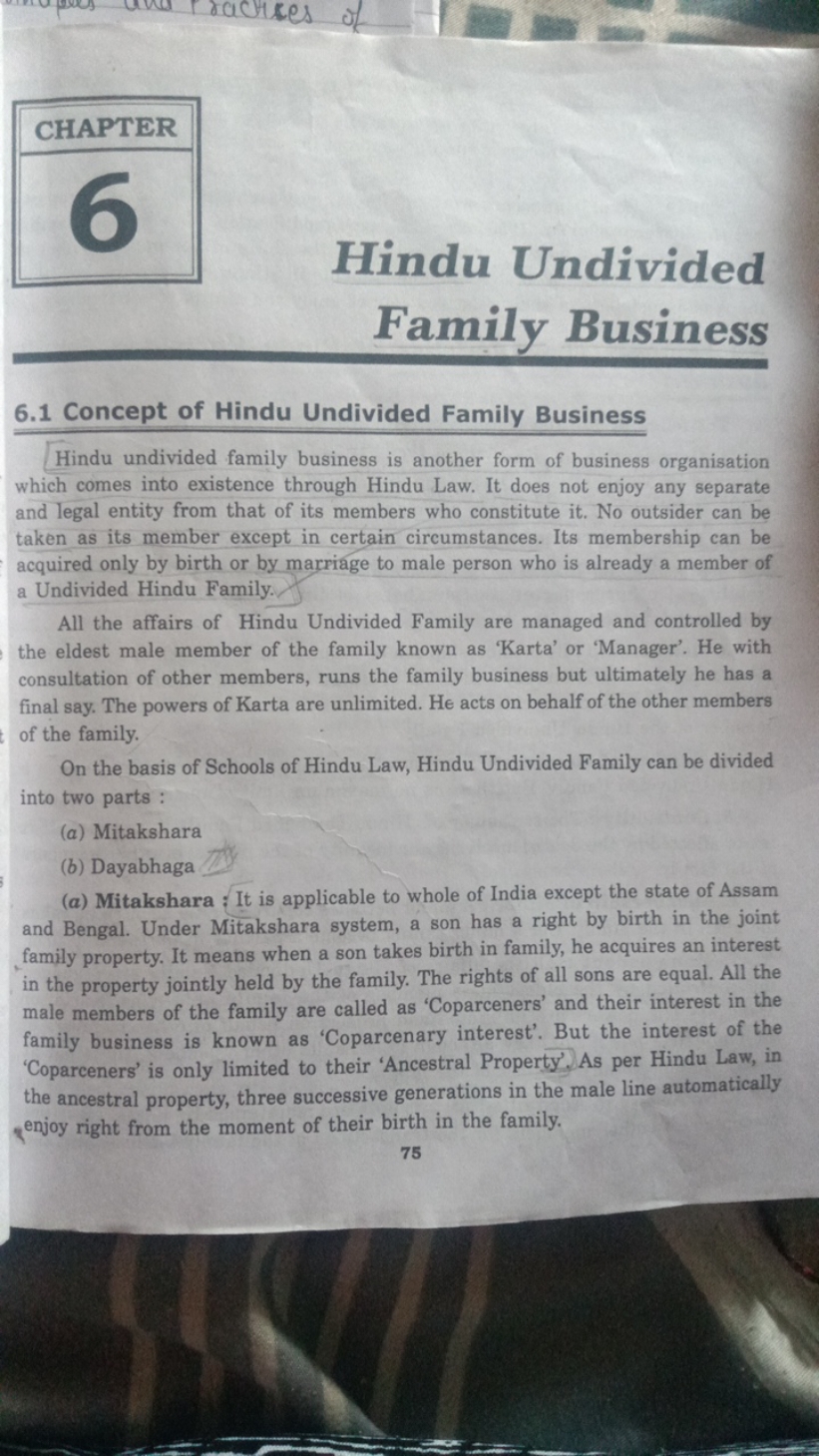 CHAPTER

Hindu Undivided
Family Business
6.1 Concept of Hindu Undivide