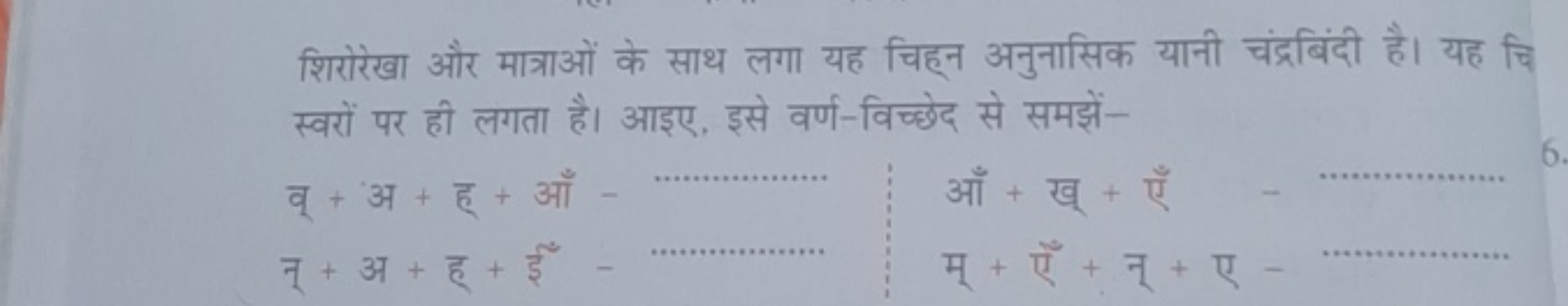 शिरोरेखा और मात्राओं के साथ लगा यह चिह्न अनुनासिक यानी चंद्रबिंदी है। 