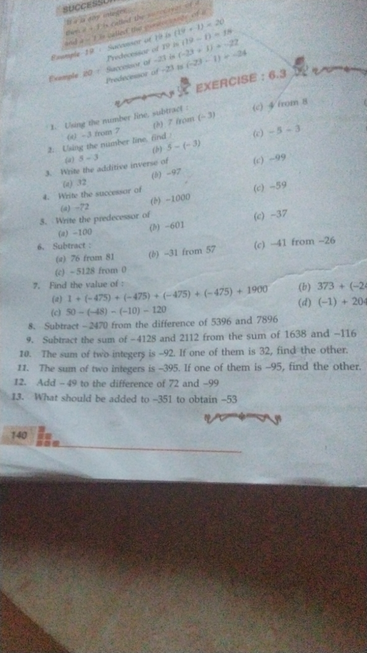 (19−1)=19
Preducenor of + 23 is
(a) - 3 irom 7
(b) 7trom(−3)
(c) 4 fro