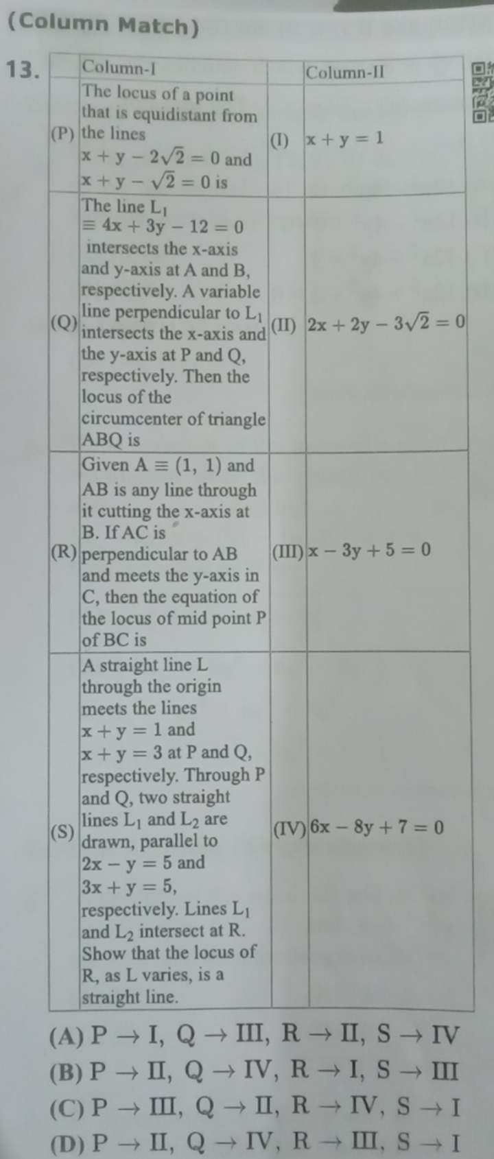 (Column Match)
13.
\begin{tabular} { | c | c | c | c | } 
\hline & Col