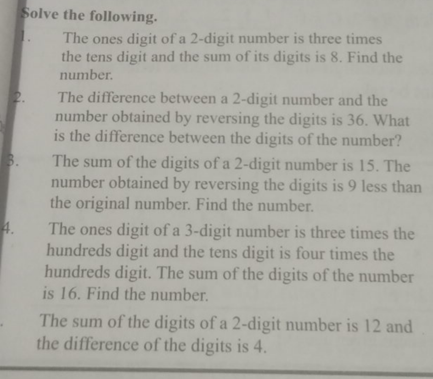 Solve the following.
The ones digit of a 2-digit number is three times