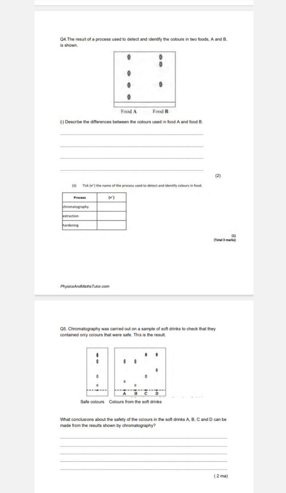 Q4.The result of a process used to detect and identify the colours in 