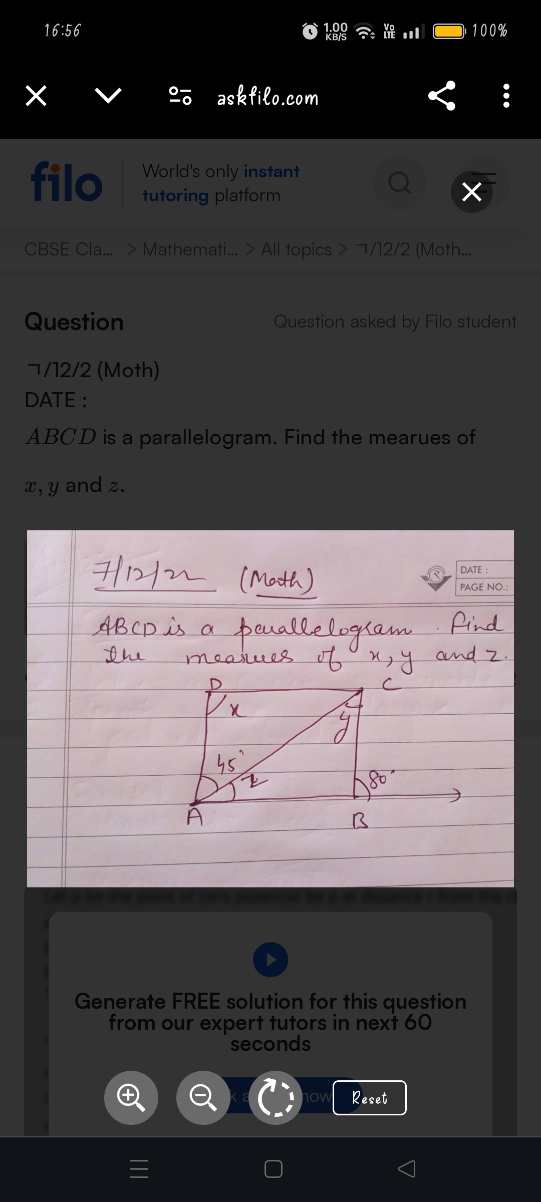 16:56
100%
×∨
ㅇ-
askfilo.com
filo
World's only instant
tutoring platfo