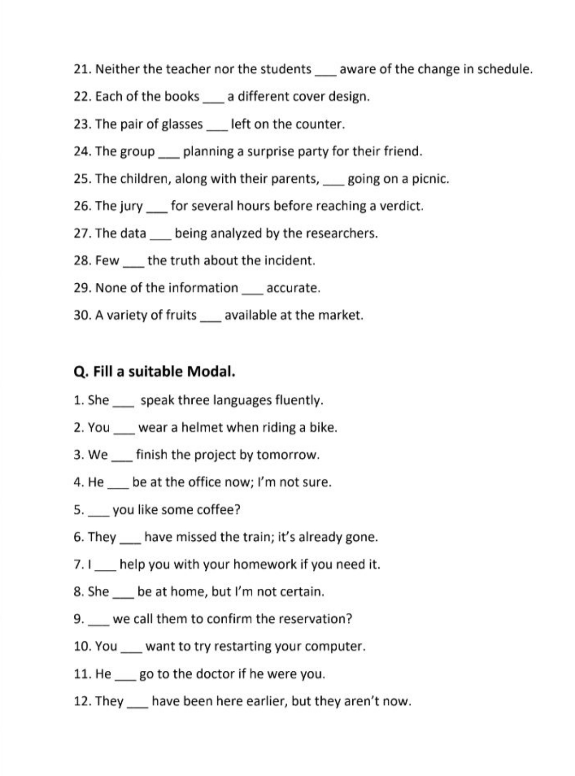 21. Neither the teacher nor the students  aware of the change in sched