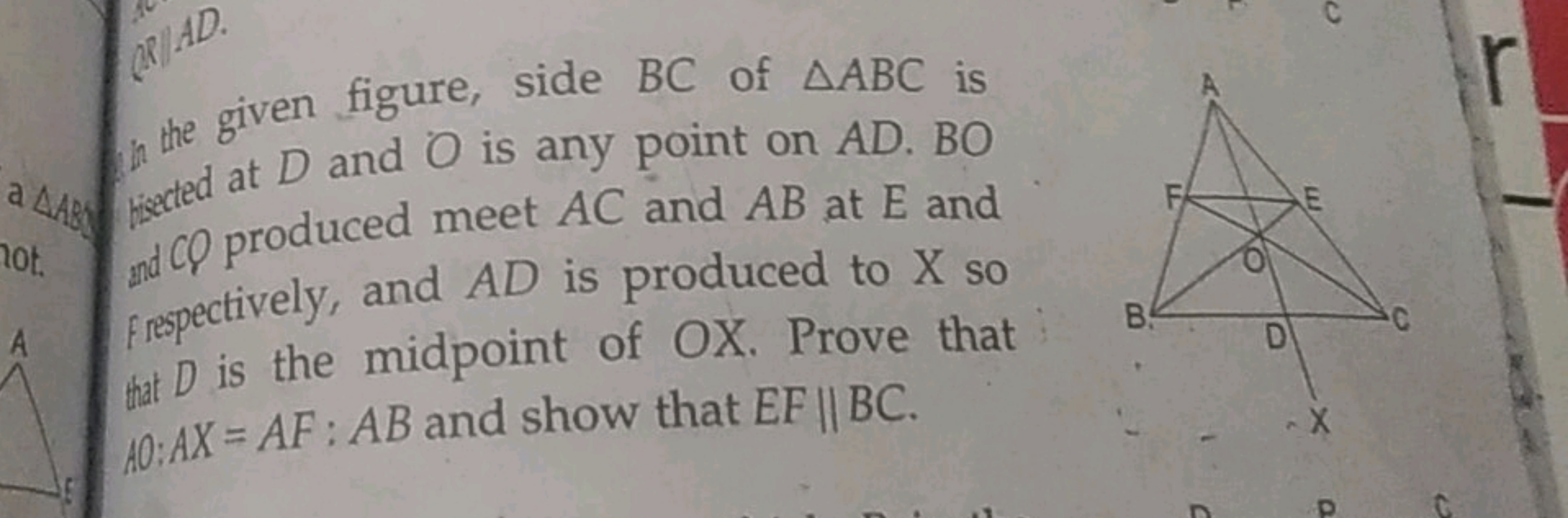 and given figure, side BC of △ABC is n​dCQ produced meet AC point on A