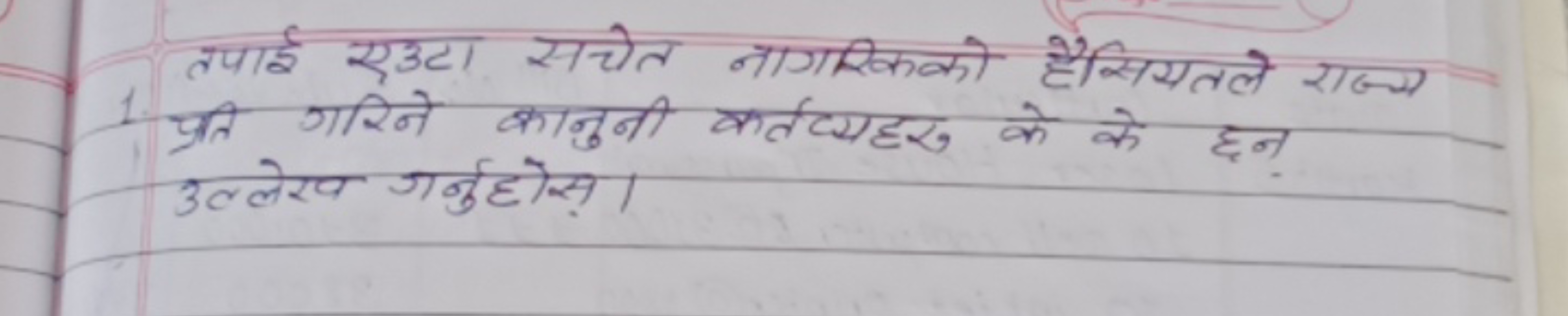 तपाई एउटा सचेत नागरिकको हैसियतले राज्य 1 प्रति गरिने कानुनी कर्तव्यहर 