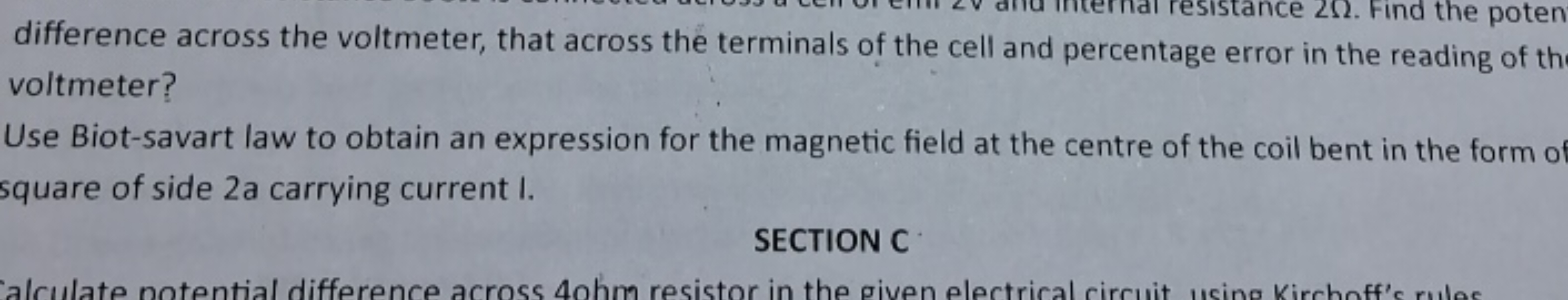 difference across the voltmeter, that across the terminals of the cell