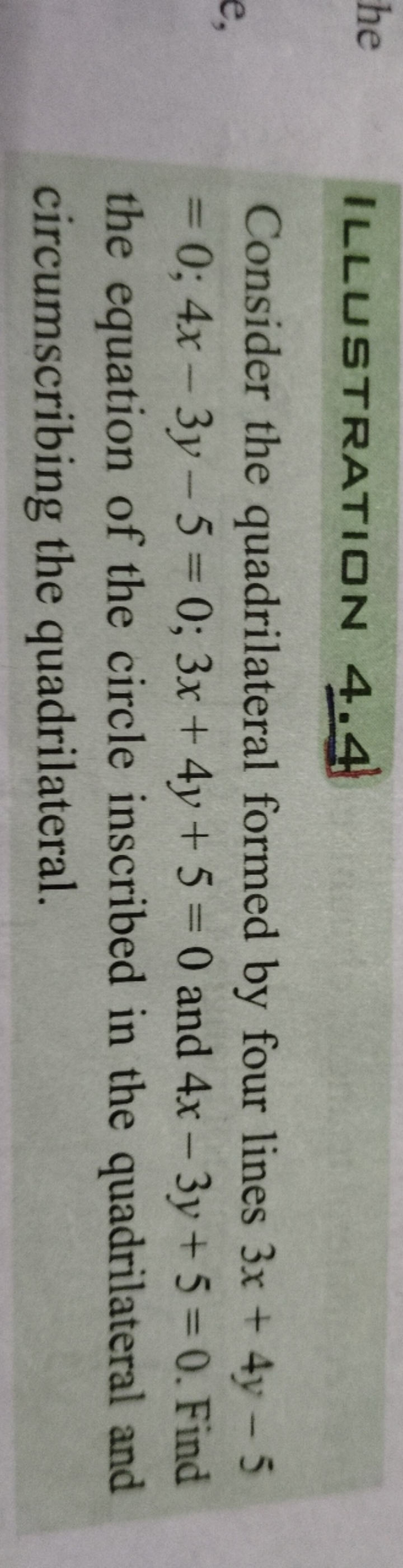 ILLUSTRATION 4.4
Consider the quadrilateral formed by four lines 3x+4y