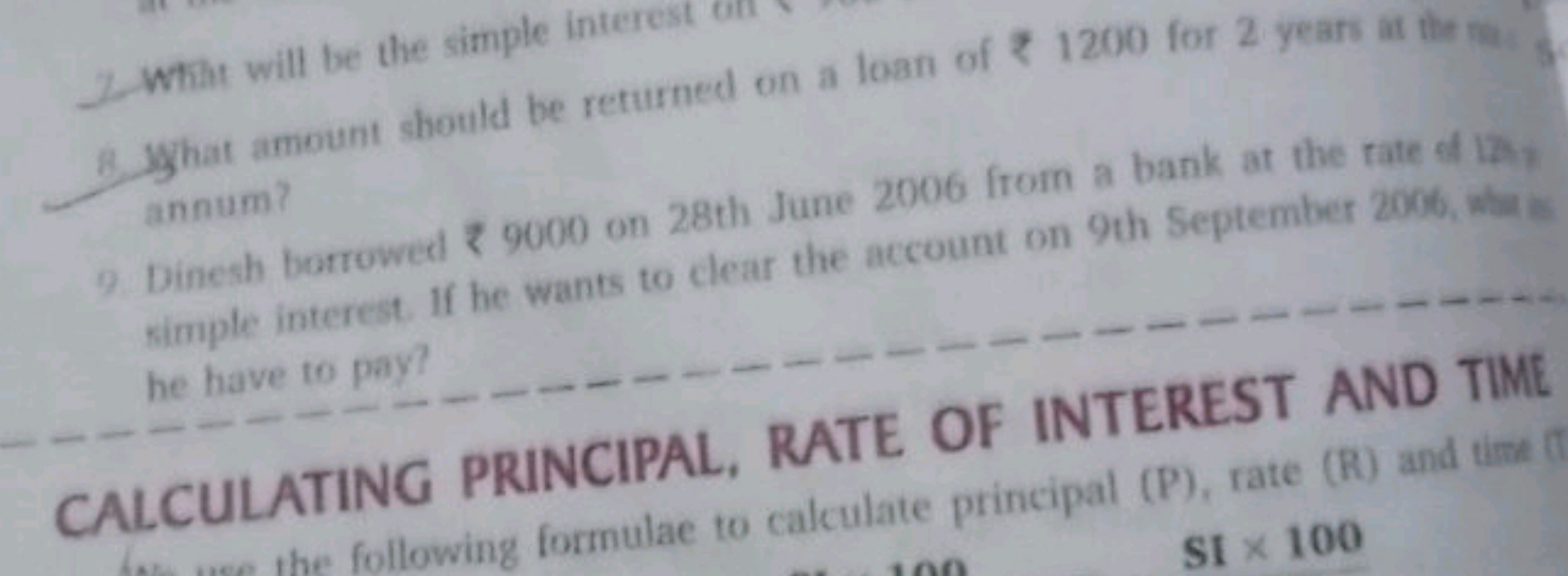 7. Whit will be the simple interest on
B. Shat amount should be return