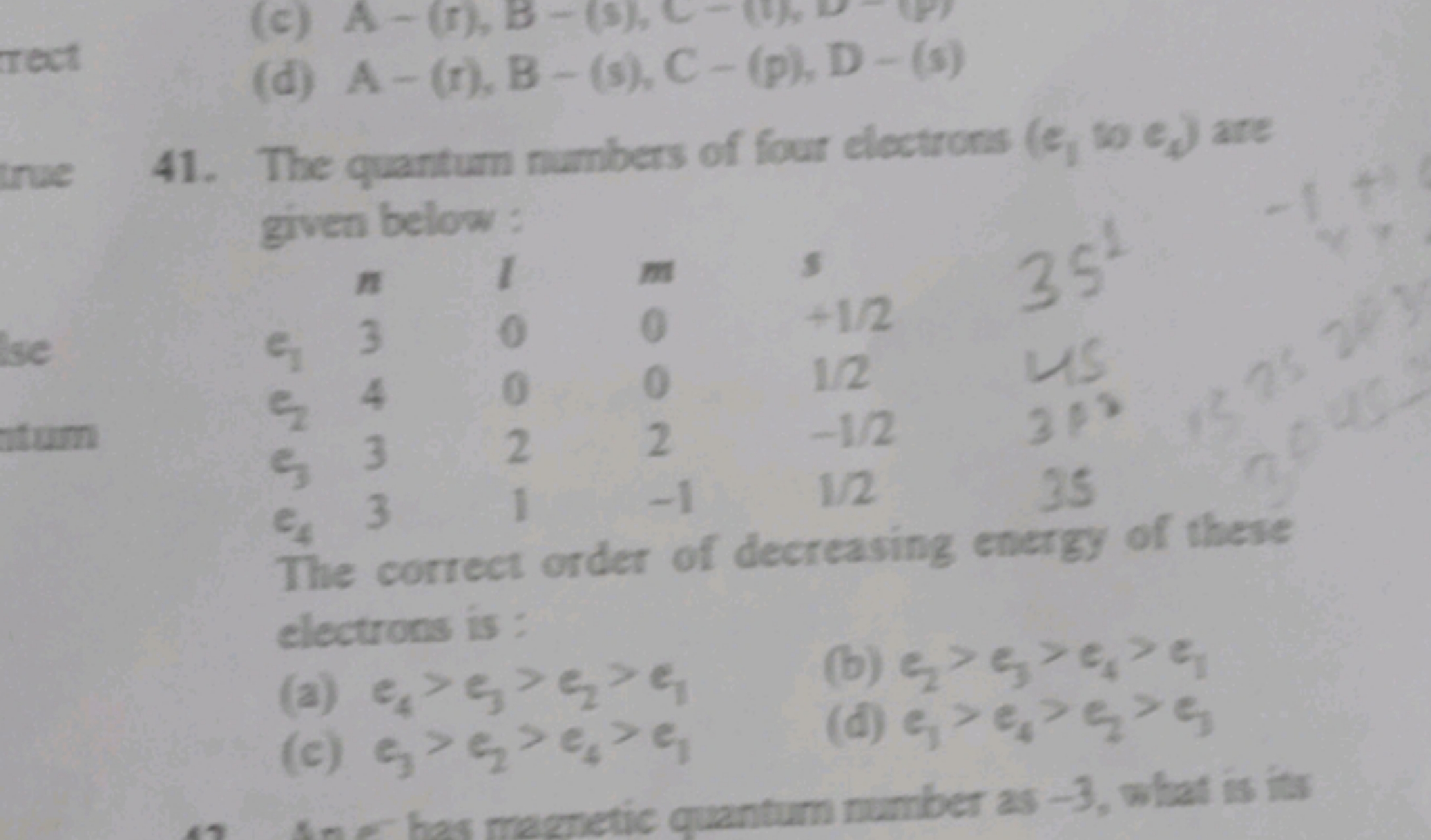 rect
(c) A−(r),B−(B),
(d) A−(t),B−(s),C−(p),D−(s)
41. The quantum numb