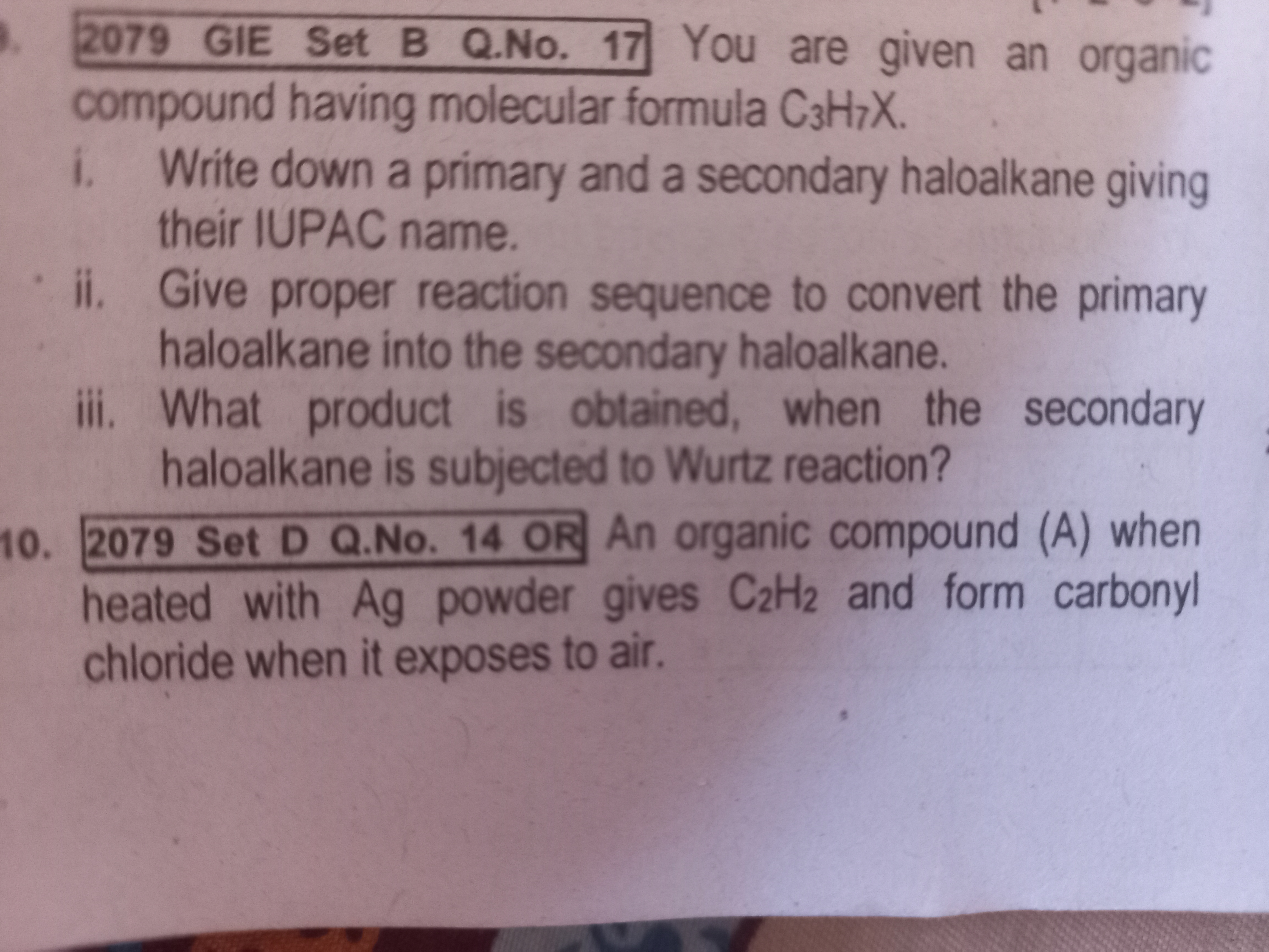 8.2079 GIE Set B Q.No. 17 You are given an organic
compound having mol