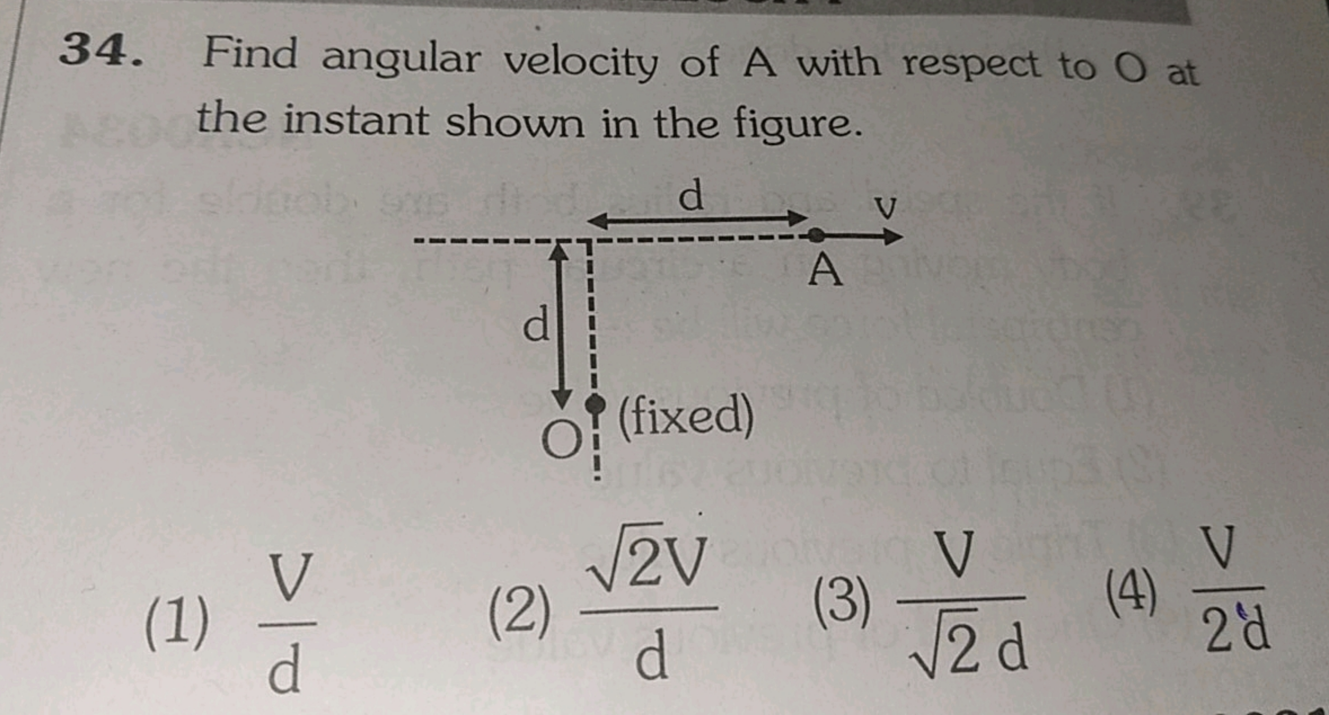 34. Find angular velocity of A with respect to O at
A200 the instant s