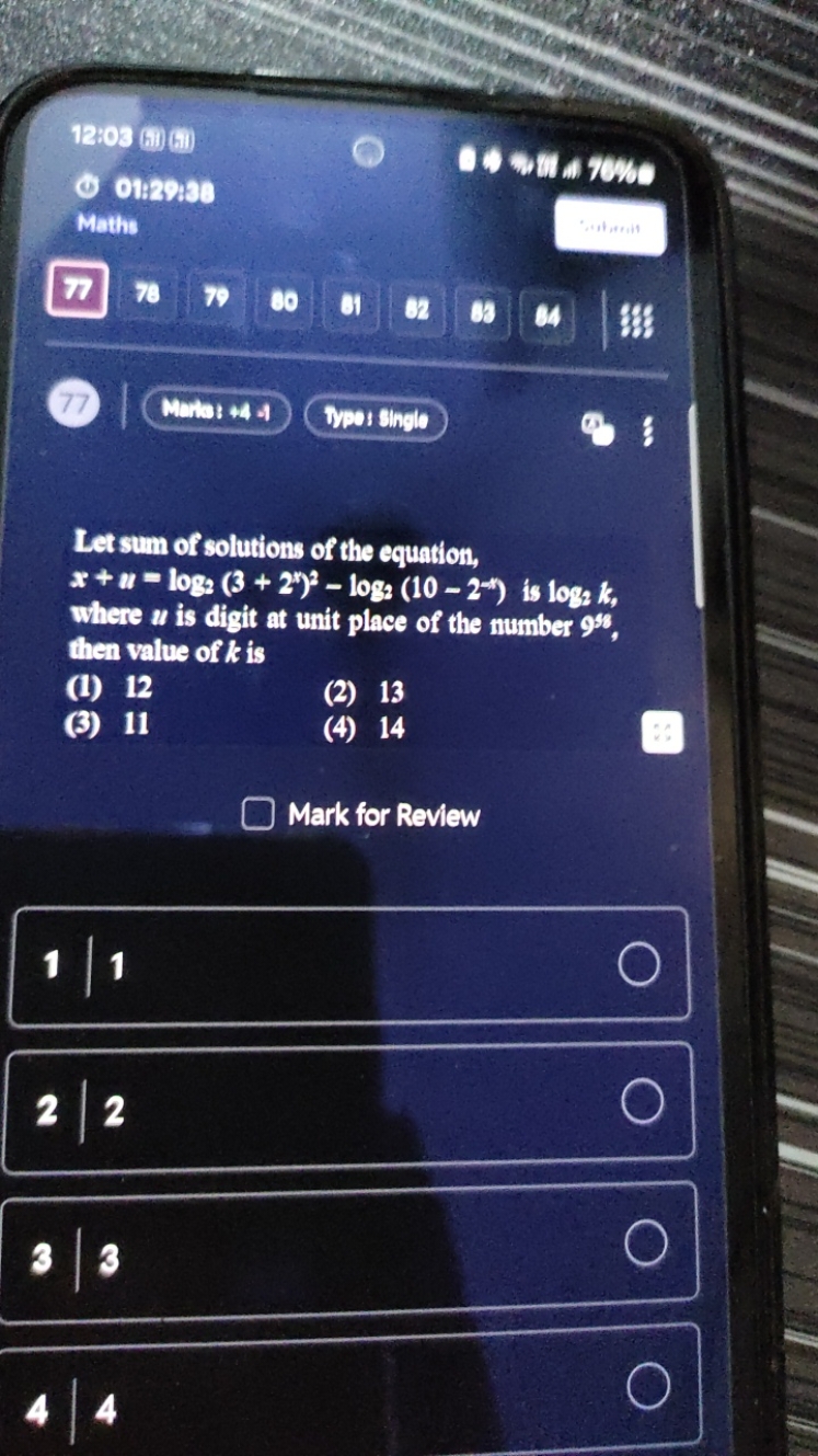 Let sum of solutions of the equation, x+u=log2​(3+2x)2−log2​(10−2−x) i