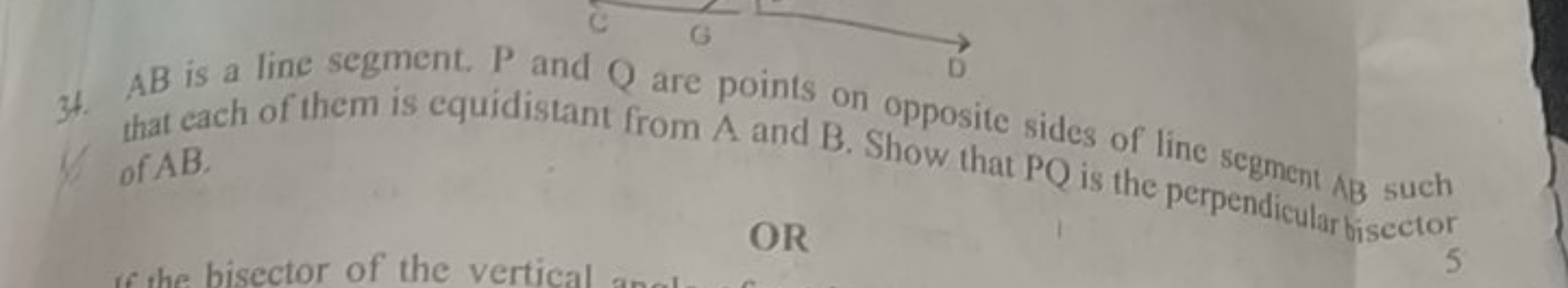 34. AB is a line segment. P and Q are points on opposite sides of line