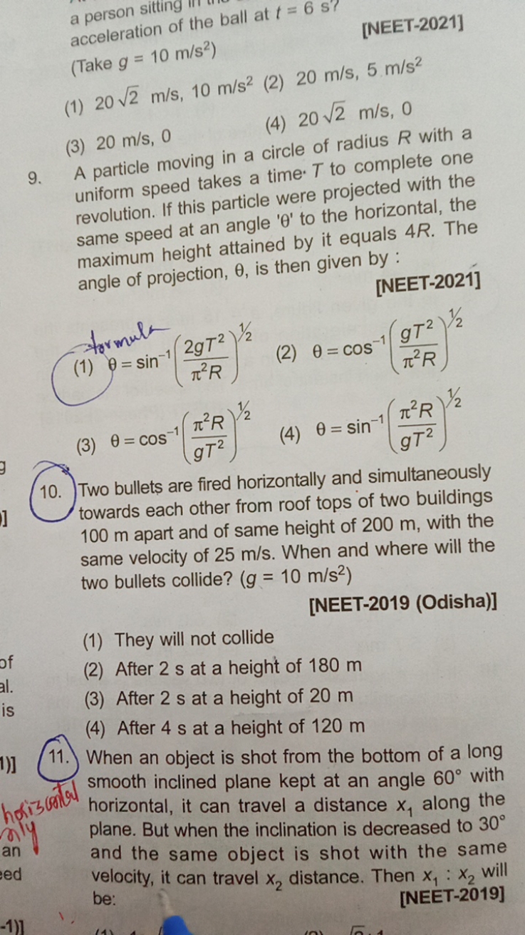 acceleration of the ball at t=6 s ?
[NEET-2021]
(Take g=10 m/s2 )
(1) 