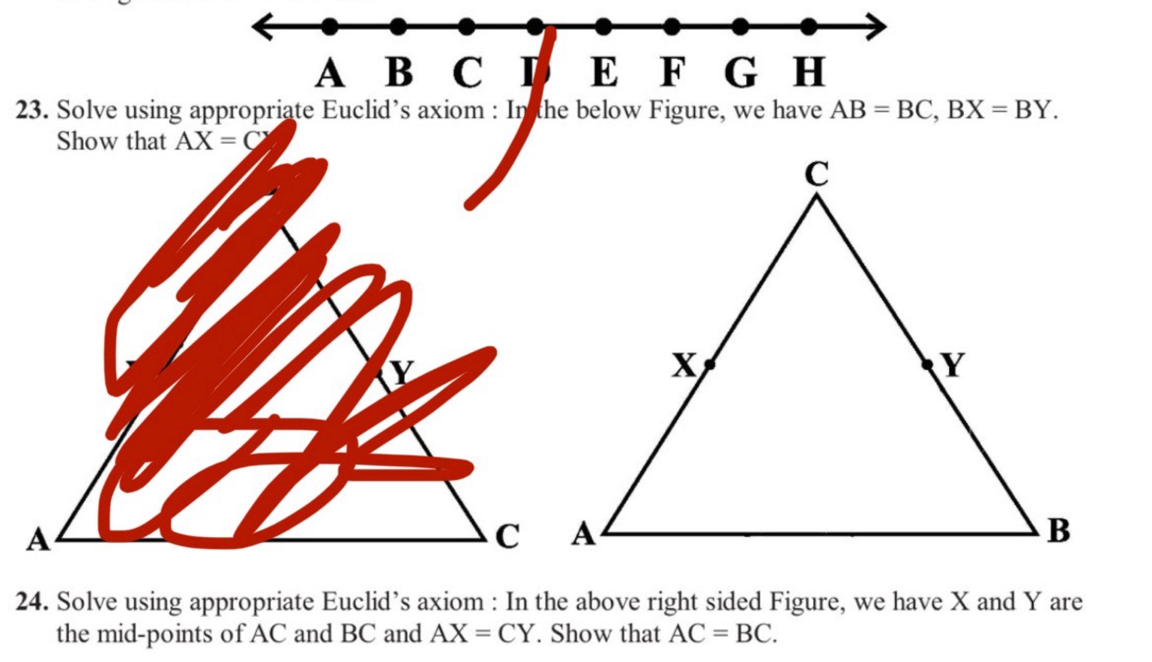 
23. Solve using appropriate Euclid's axiom : In he below Figure, we h