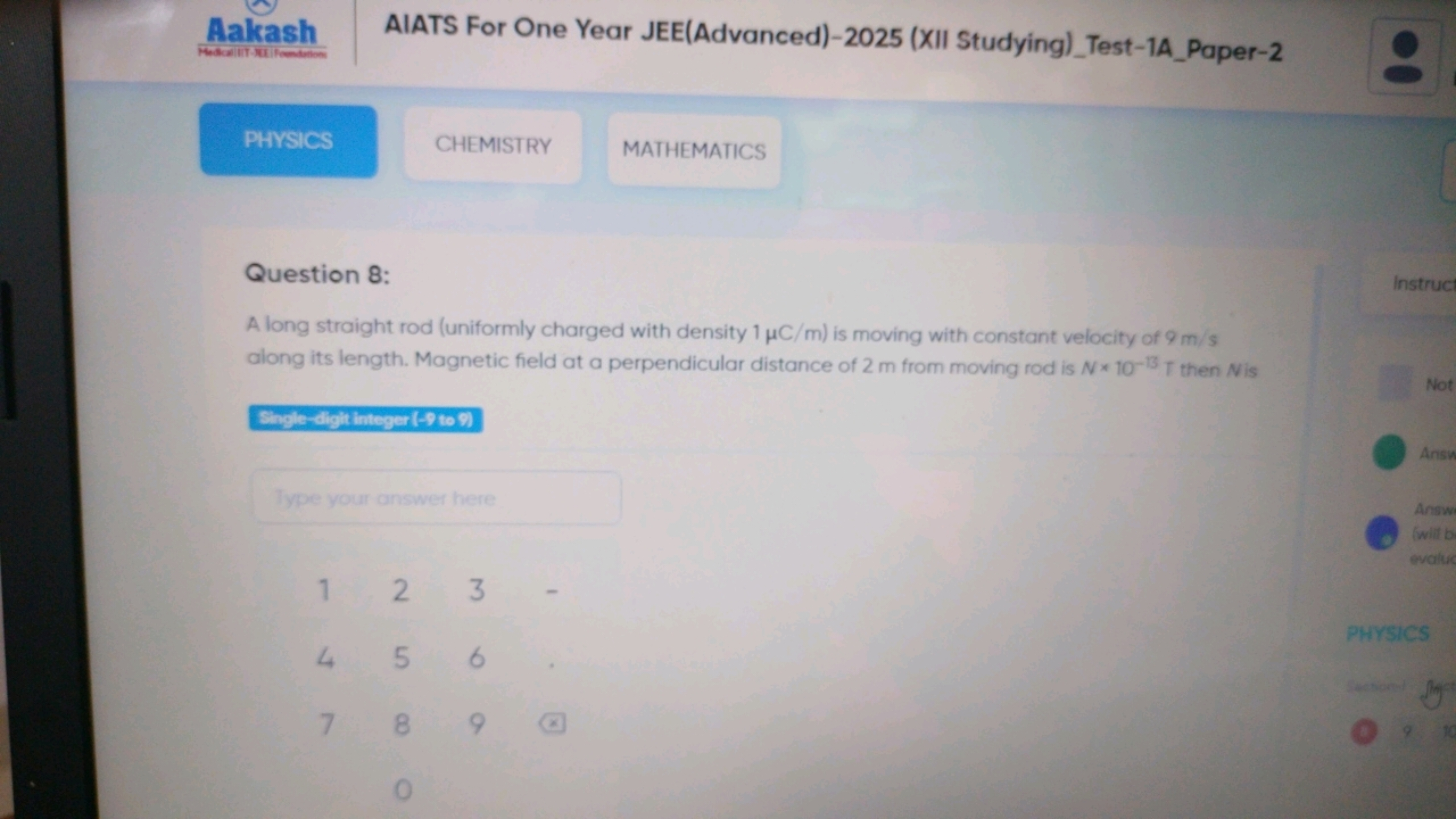 Aakash
AlATS For One Year JEE(Advanced)-2025 (XII Studying)_Test-1A_Pa