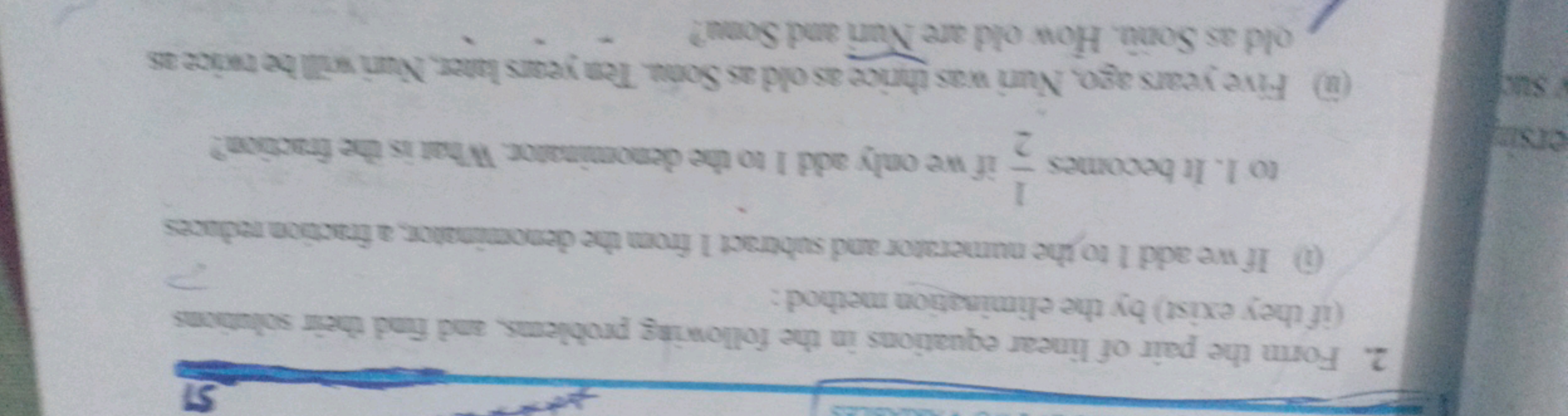 2. Form the pair of linear equations in the following problems, and fi