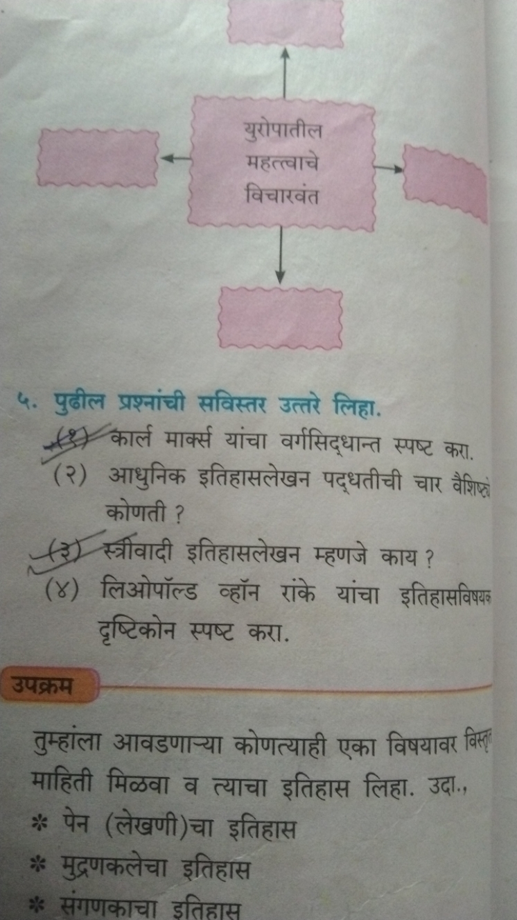 ५. पुढील प्रश्नांची सविस्तर उत्तरे लिहा.
(3) कार्ल मार्क्स यांचा वर्गस