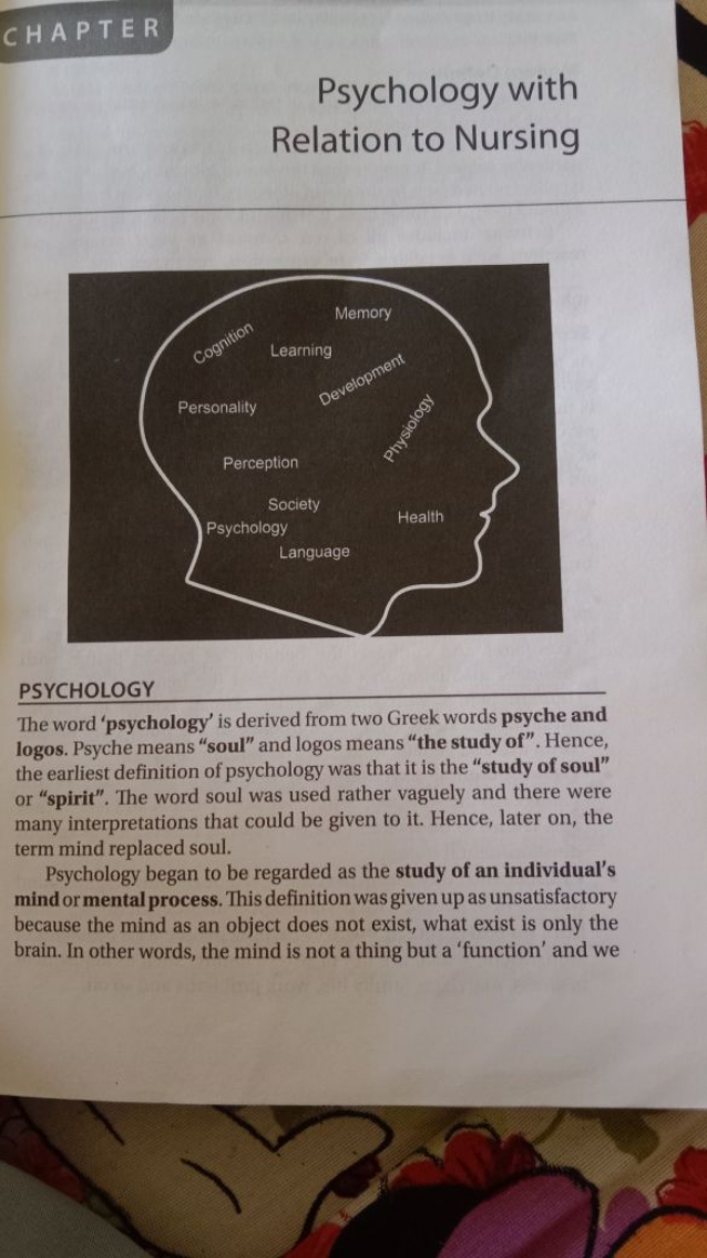 CHAPTER
Psychology with Relation to Nursing

PSYCHOLOGY
The word 'psyc