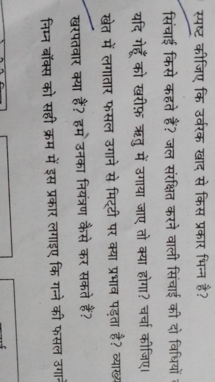 स्पष्ट कीजिए कि उर्वरक खाद से किस प्रकार भिन्न है?
सिंचाई किसे कहते है