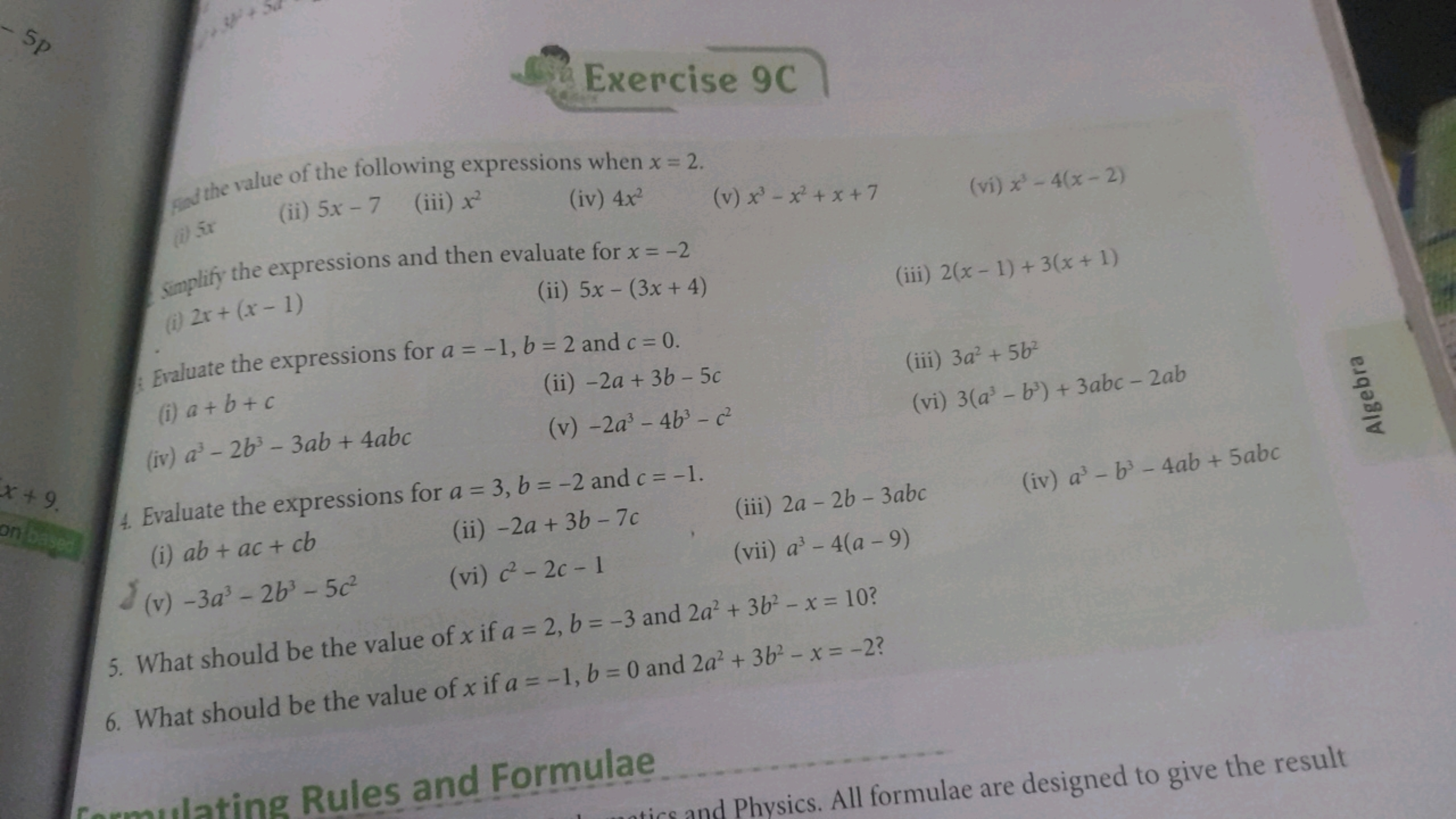 Exercise 9C  
Fanthe value of the following expressions when x=2.
(ii)