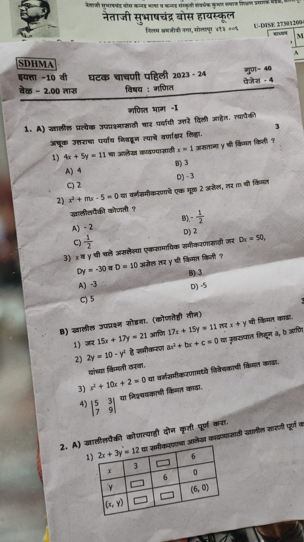 नेताजी सुभाषचद्र बोस कन्नड भाषा व कन्नड संस्कृती संवर्धक कुभार समाज शि