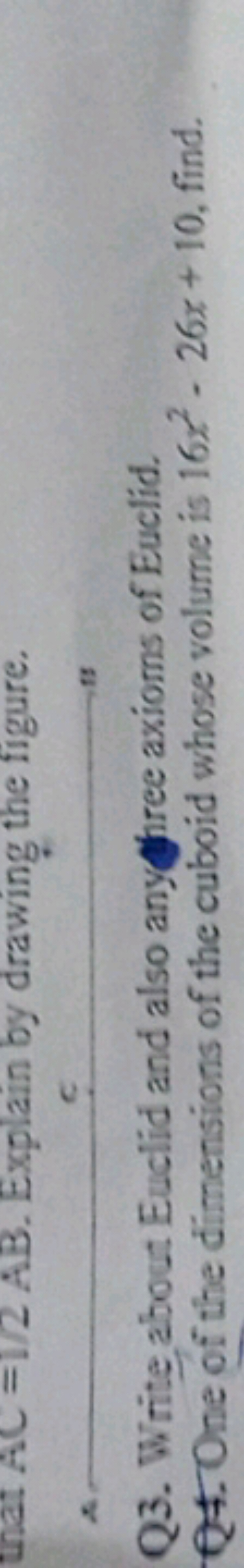 that AC=1/2 AB. Explain by drawing the figure.
C
Q3. Write about Eucli