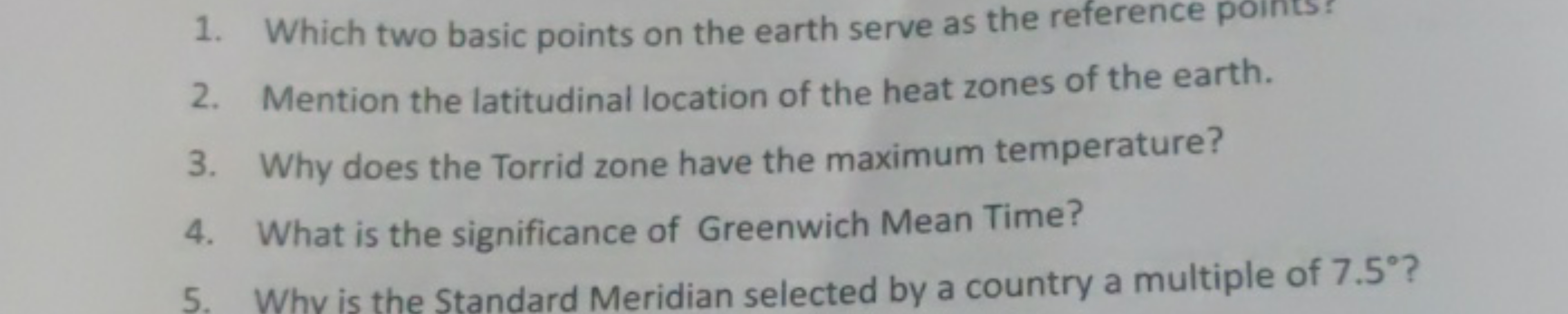 1. Which two basic points on the earth serve as the reference points?
