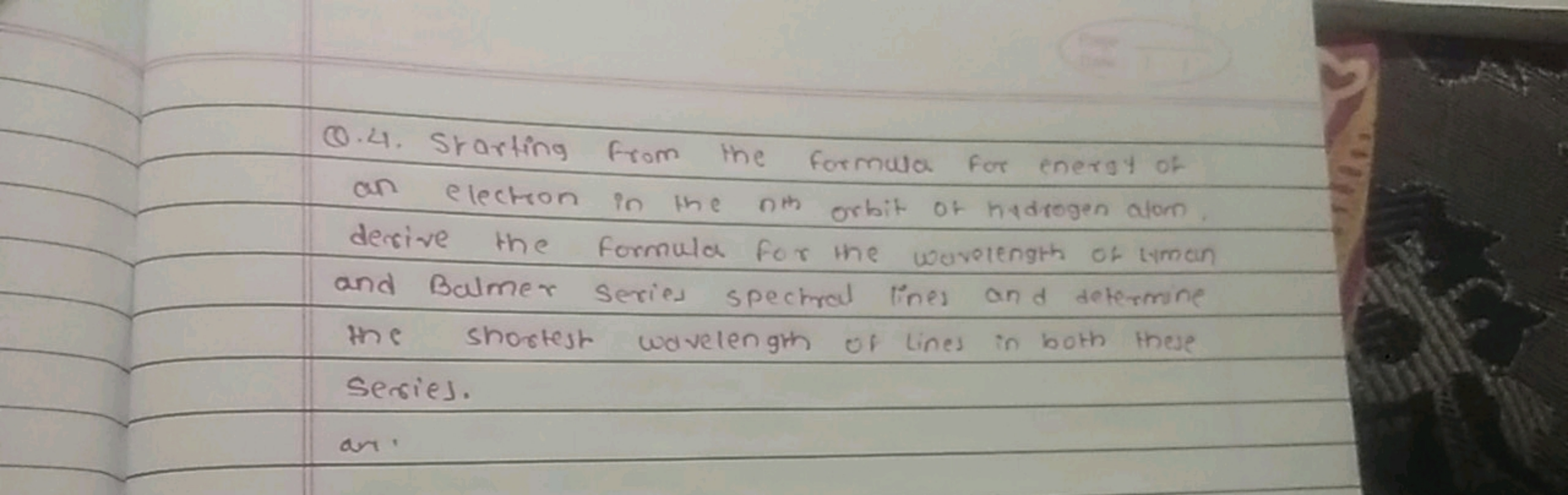 0.4. Starting from the formula for energy of
an election to the 6th or