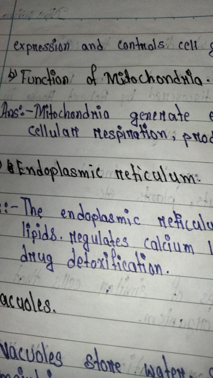 expression and controls cell
b) Function of Mitochondria.

Ans:-Mitoch