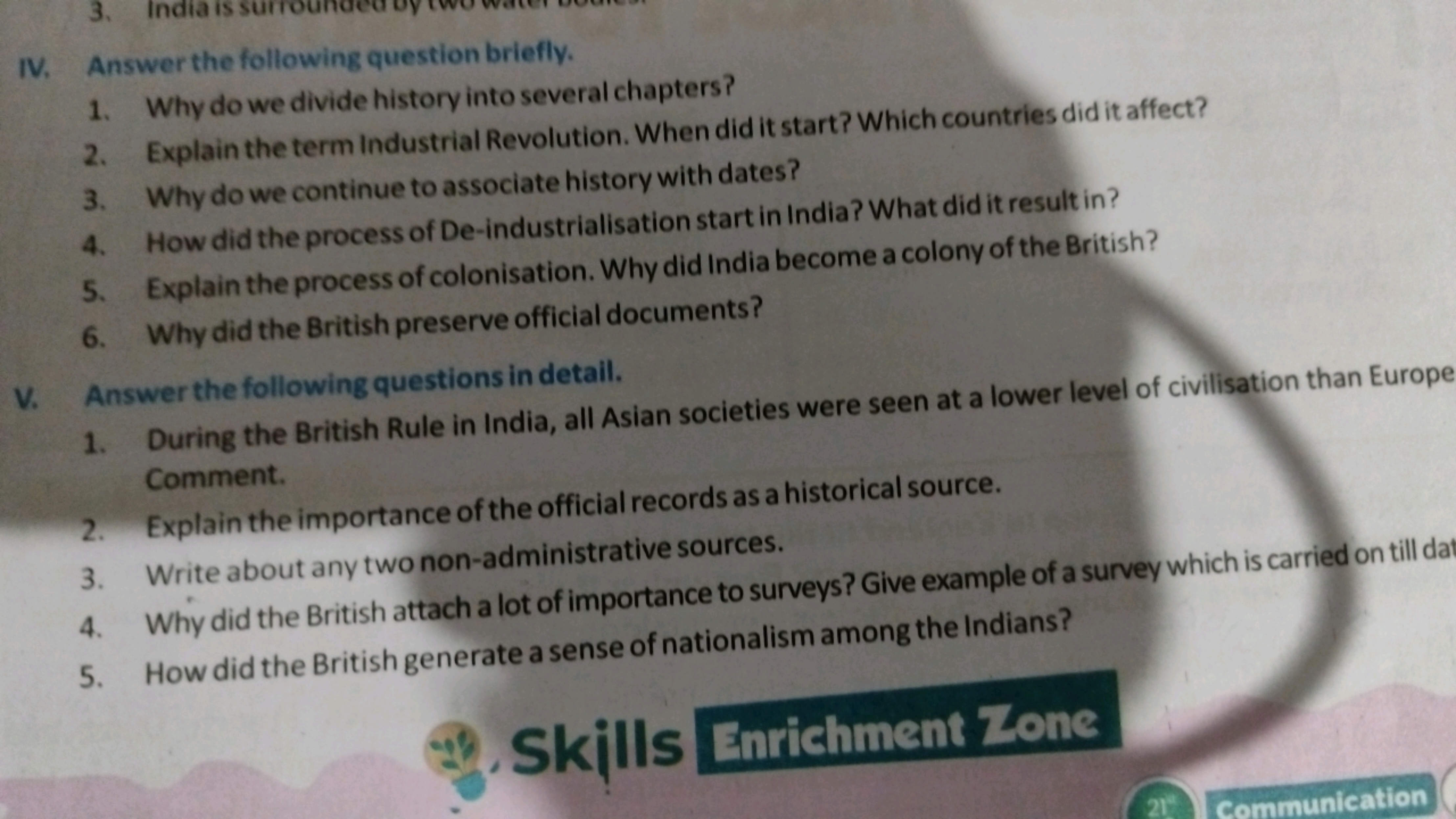 IV. Answer the following question briefly.
1. Why do we divide history