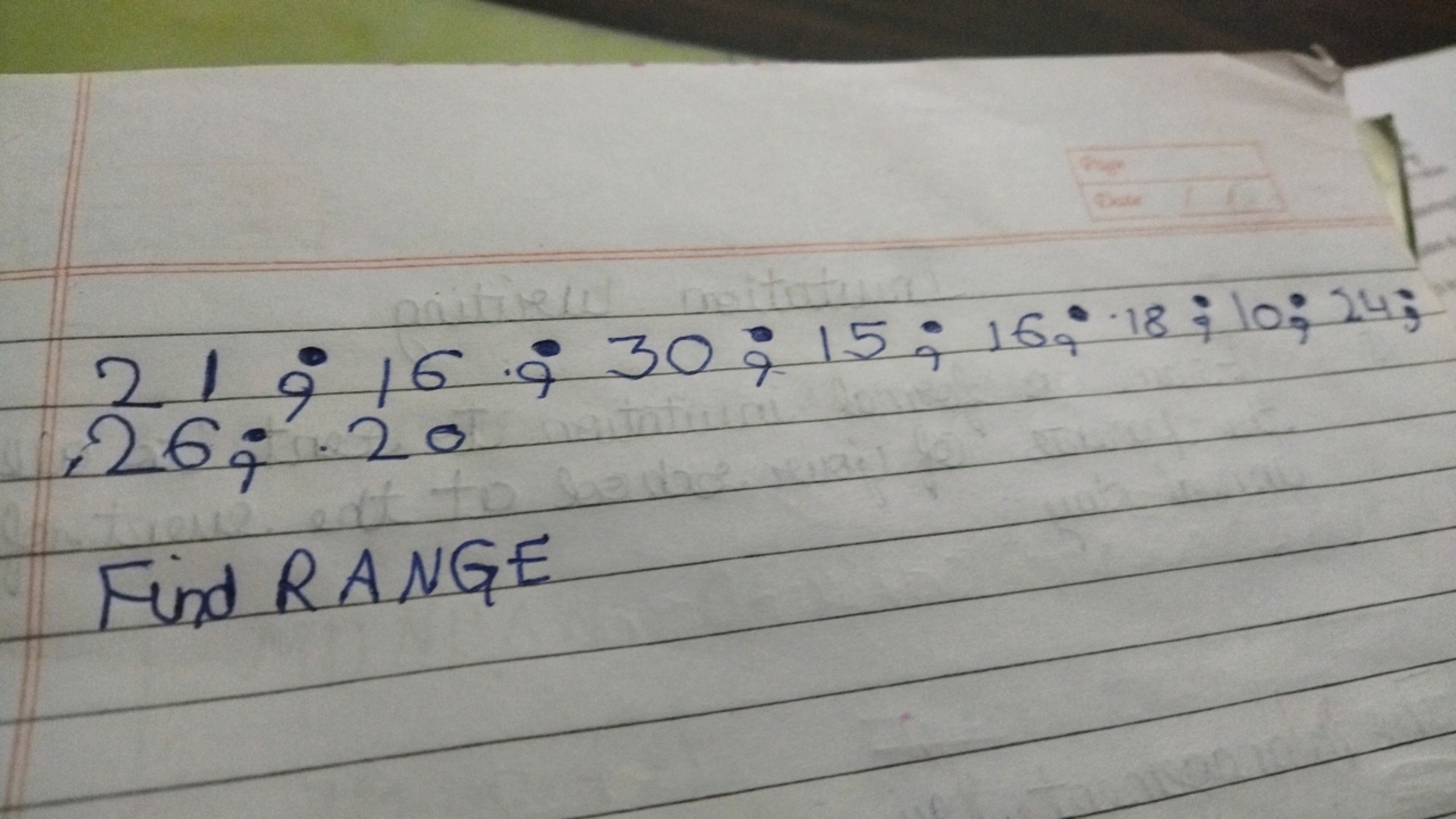 21;16:30;15;169∘⋅18;10;24;26;20​

Find RANGE