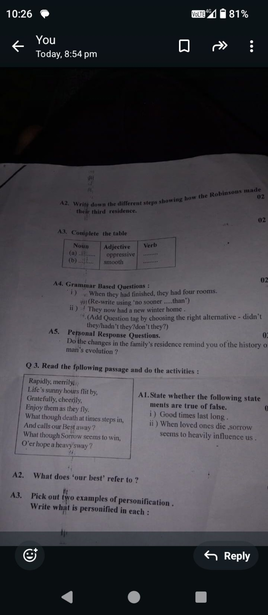 10:26
VolTe"4・1 81\%
You
Today, 8:54 pm

A2. Write down the different 