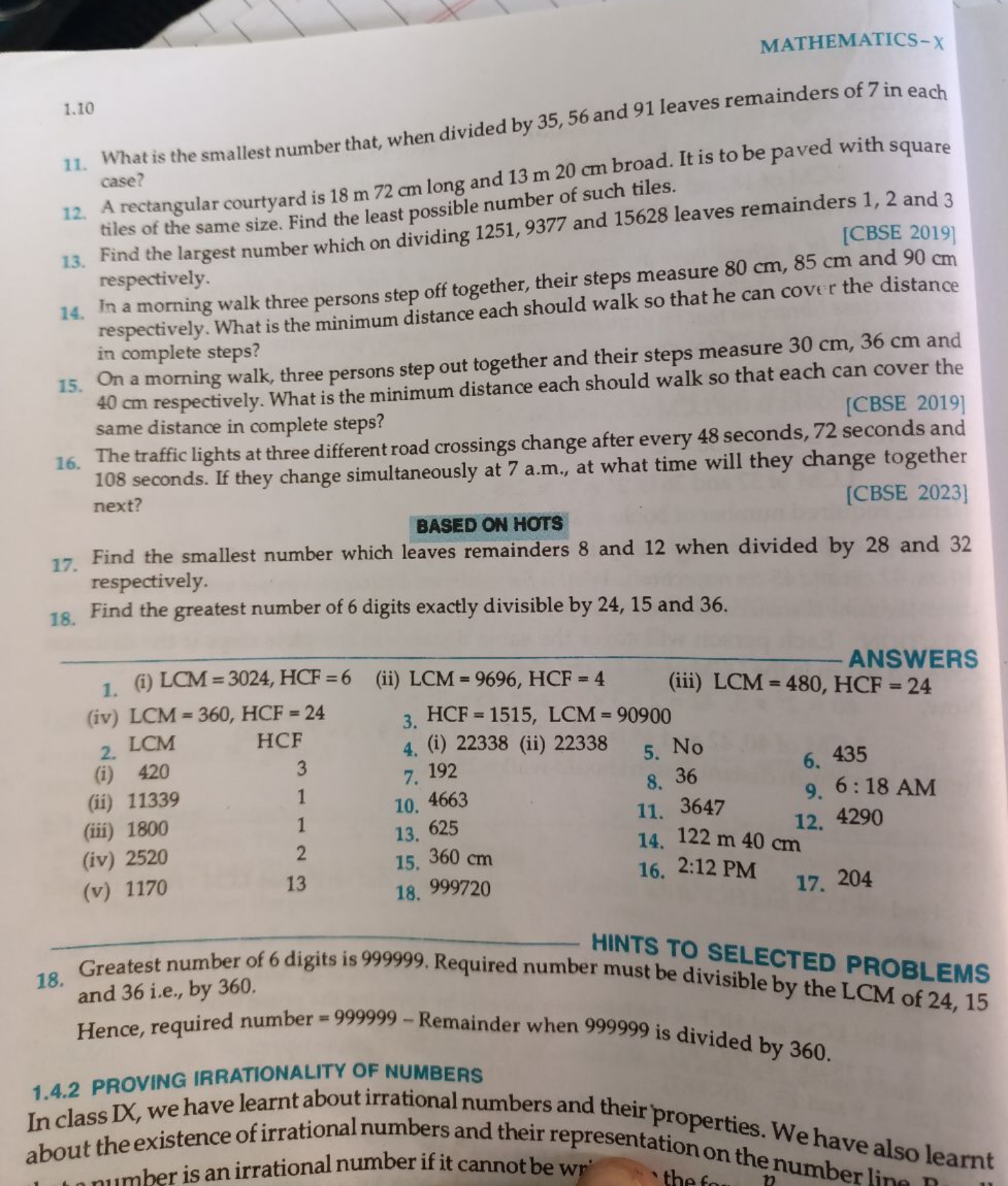 MATHEMATICS −χ
1.10
11. What is the smallest number that, when divided