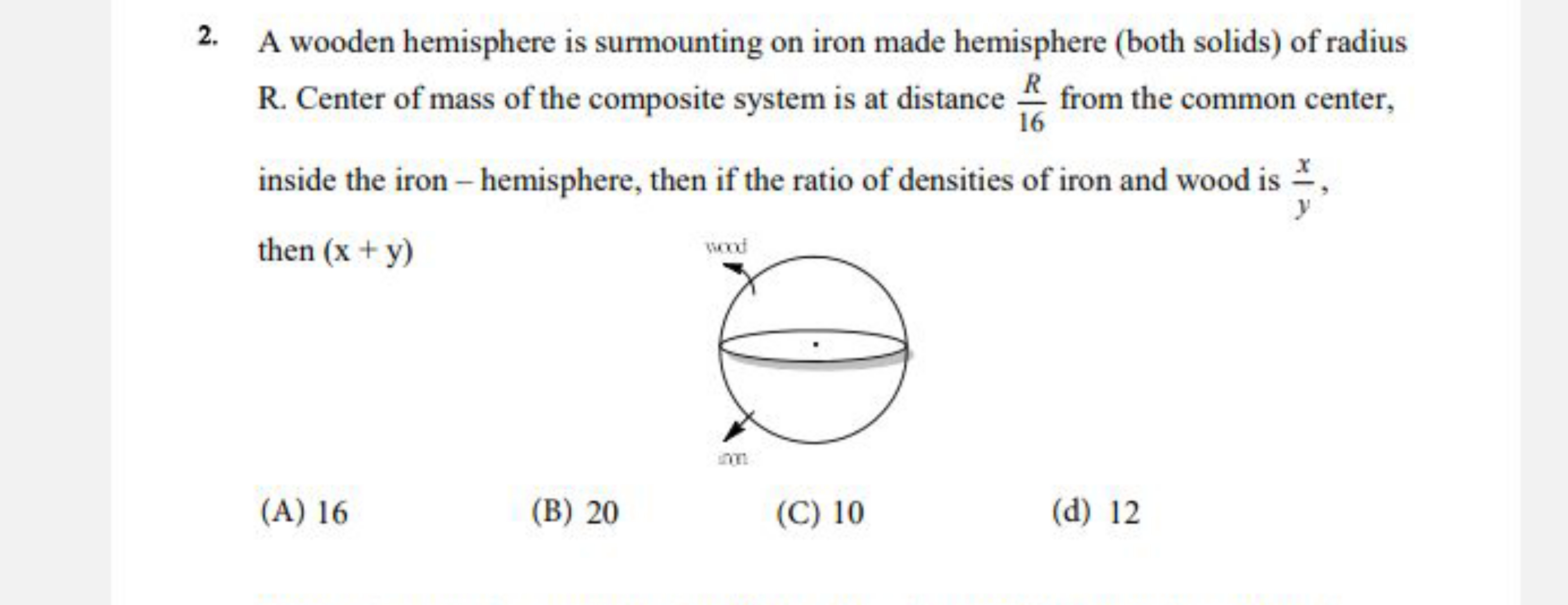 2. A wooden hemisphere is surmounting on iron made hemisphere (both so