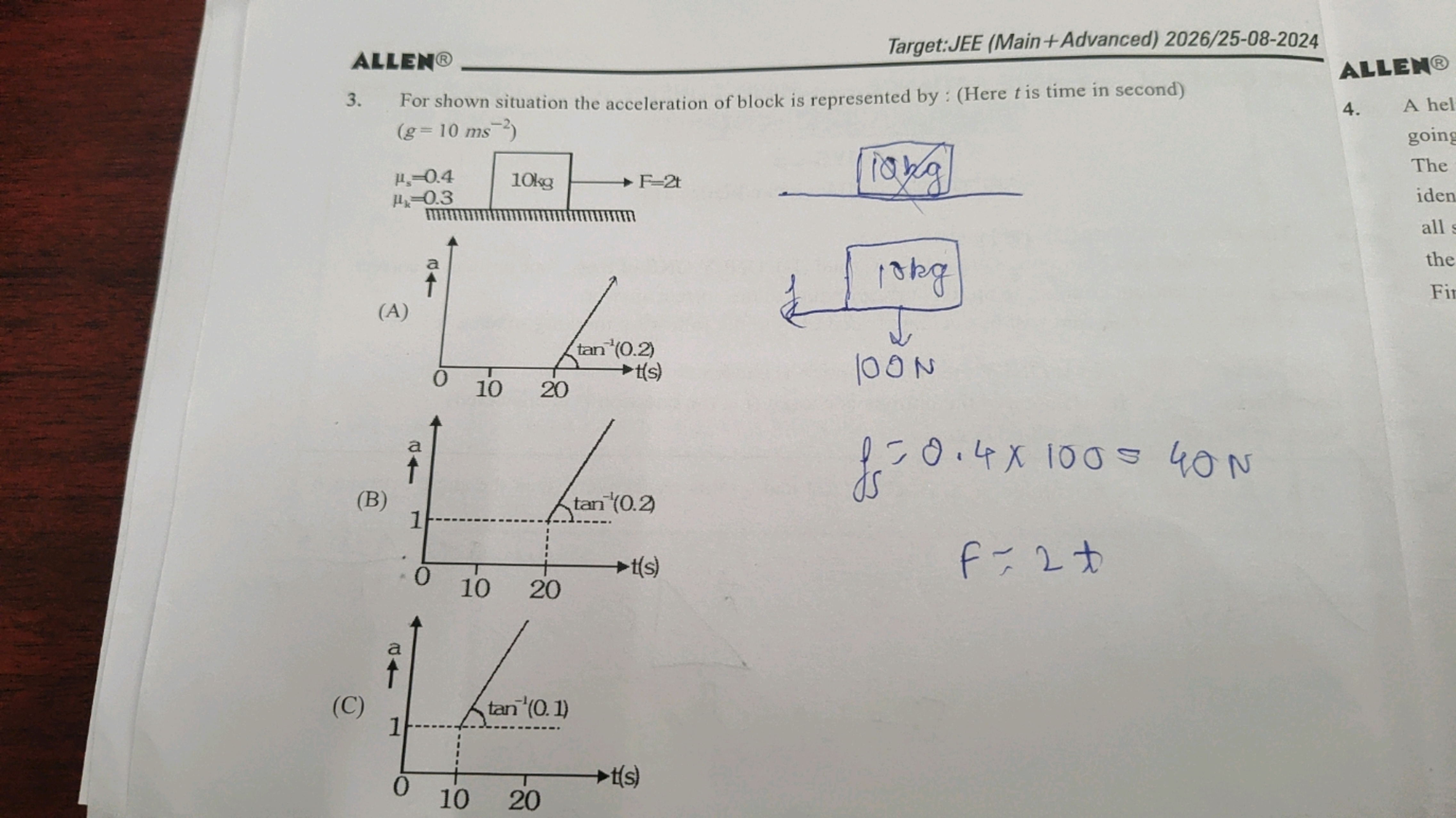 ALLENⓇ
Target:JEE (Main+Advanced) 2026/25-08-2024
3. For shown situati