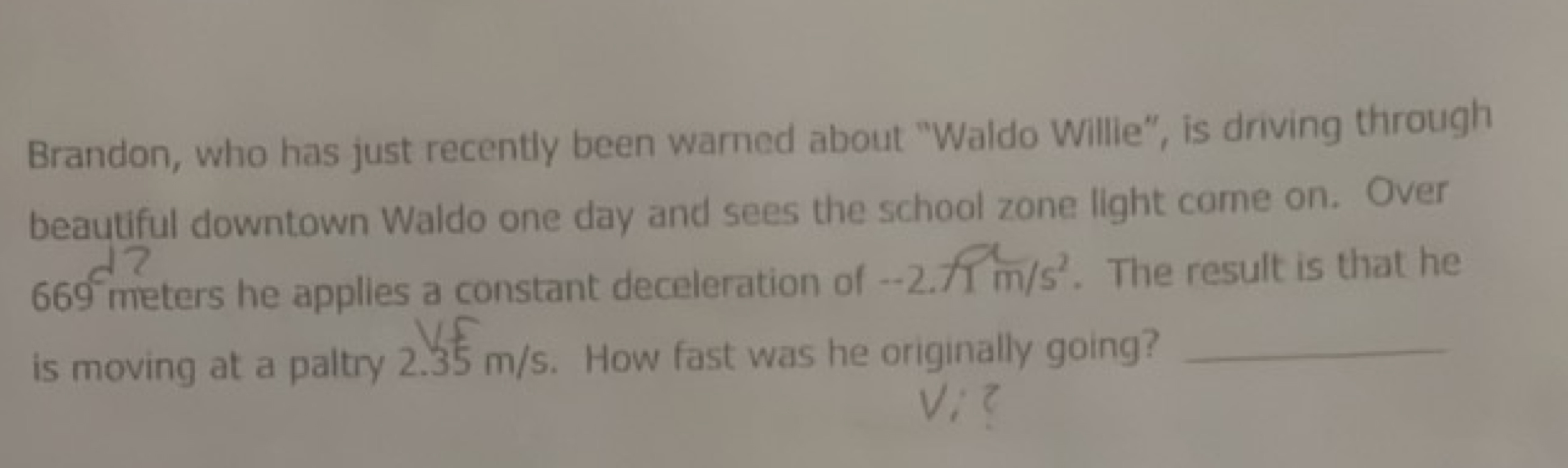 Brandon, who has just recently been wamed about "Waldo Willie", is dri