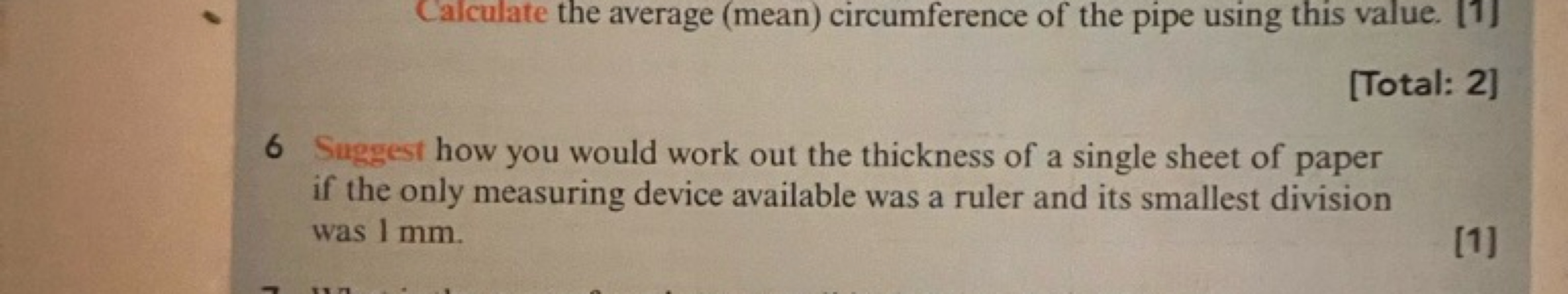 Calculate the average (mean) circumference of the pipe using this valu