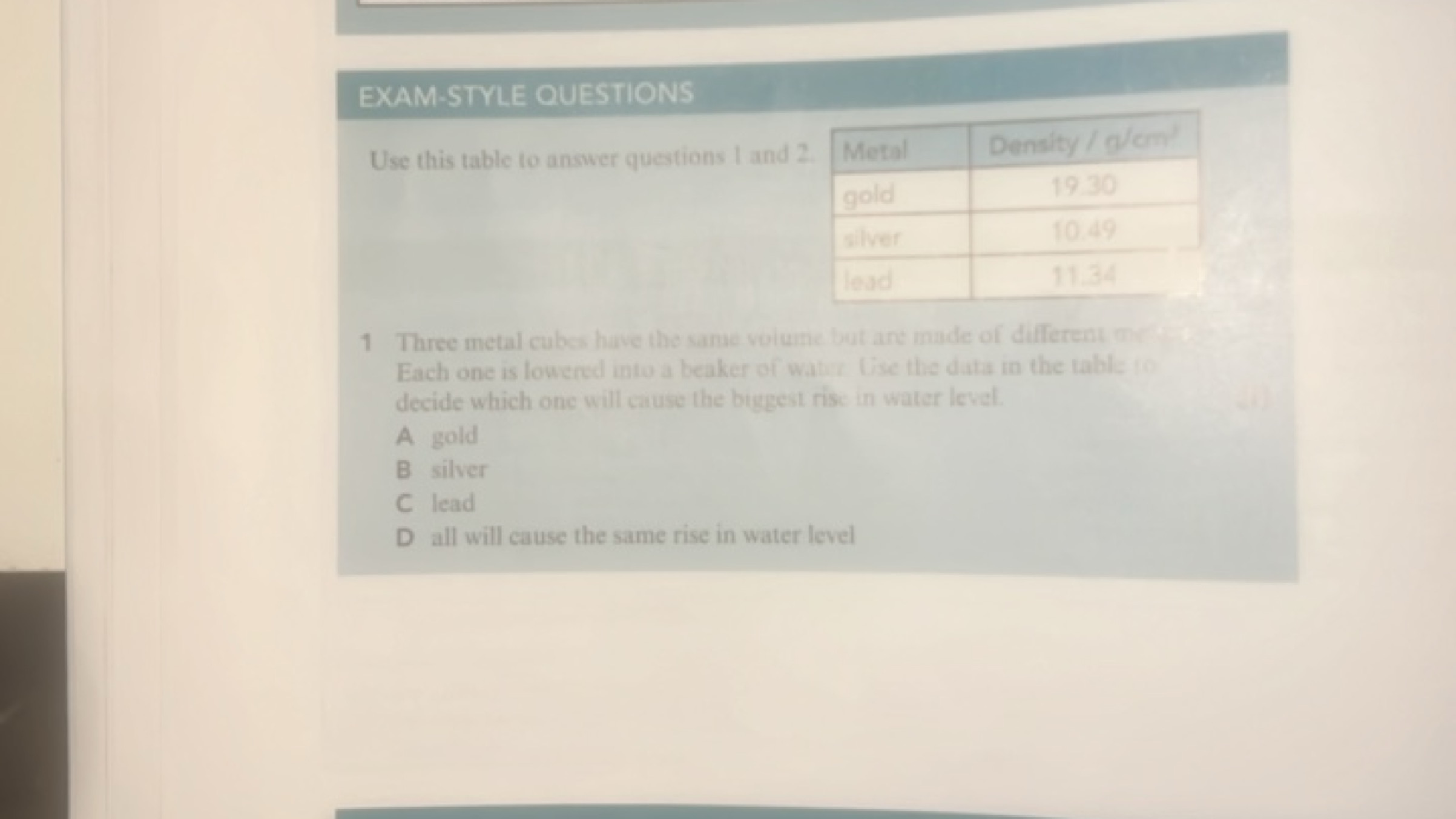 EXAM-STYLE QUESTIONS
Usc this tibe to antimer guationt' and 2
\begin{t