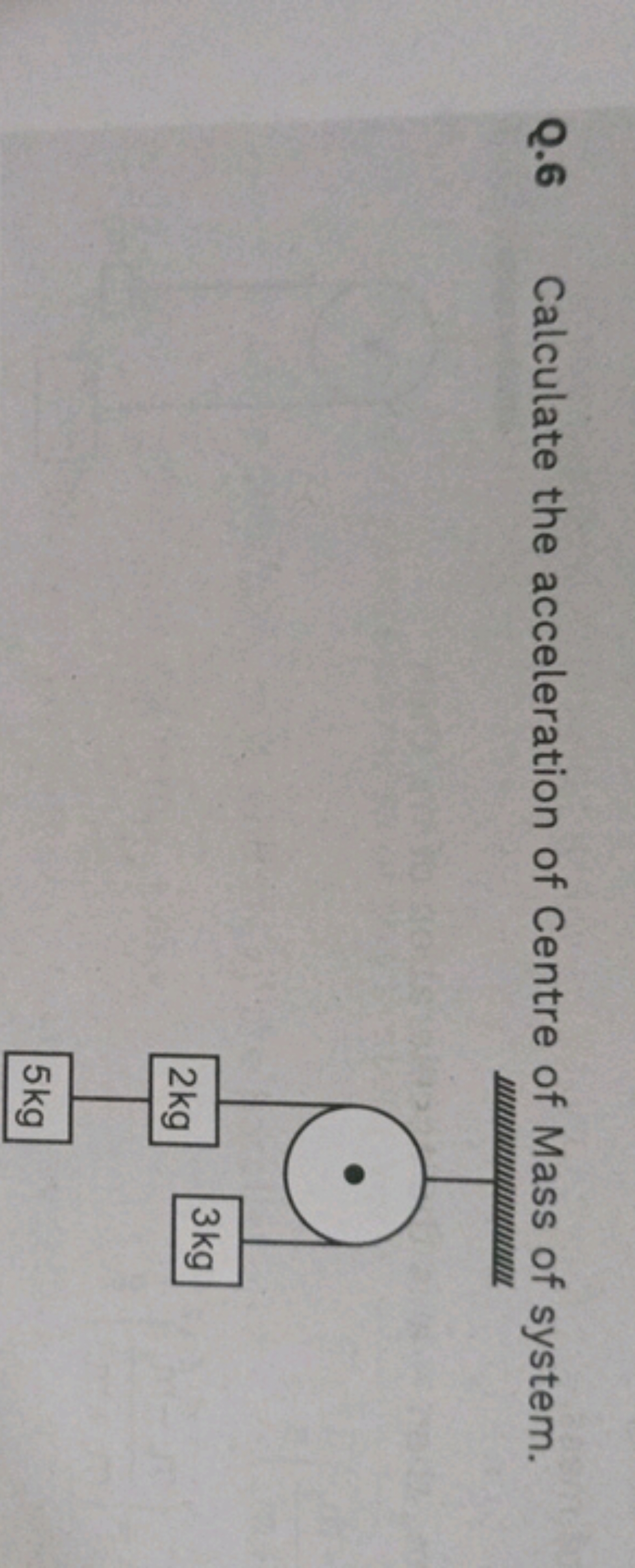 Q. 6 Calculate the acceleration of Centre of Mass of system.