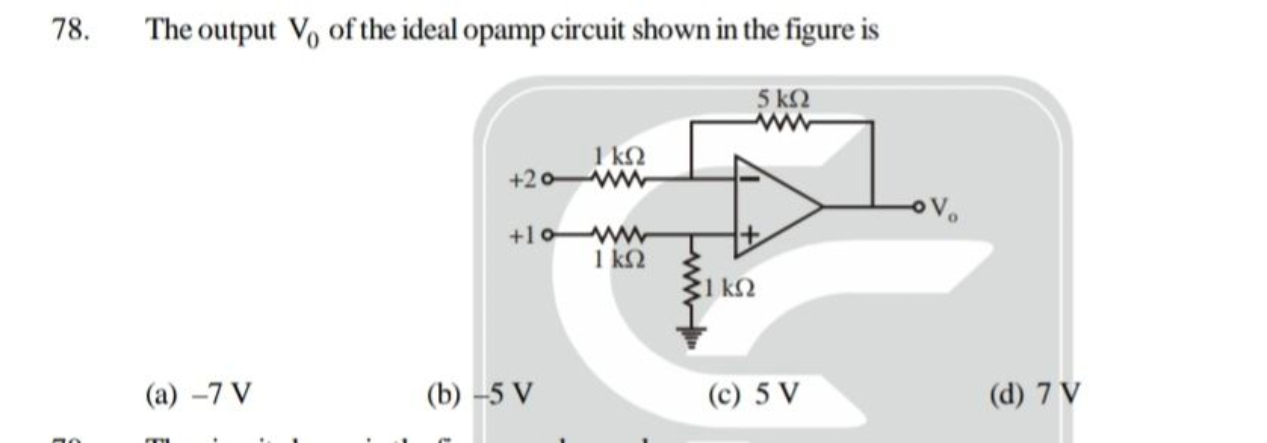 78. The output V0​ of the ideal opamp circuit shown in the figure is
(