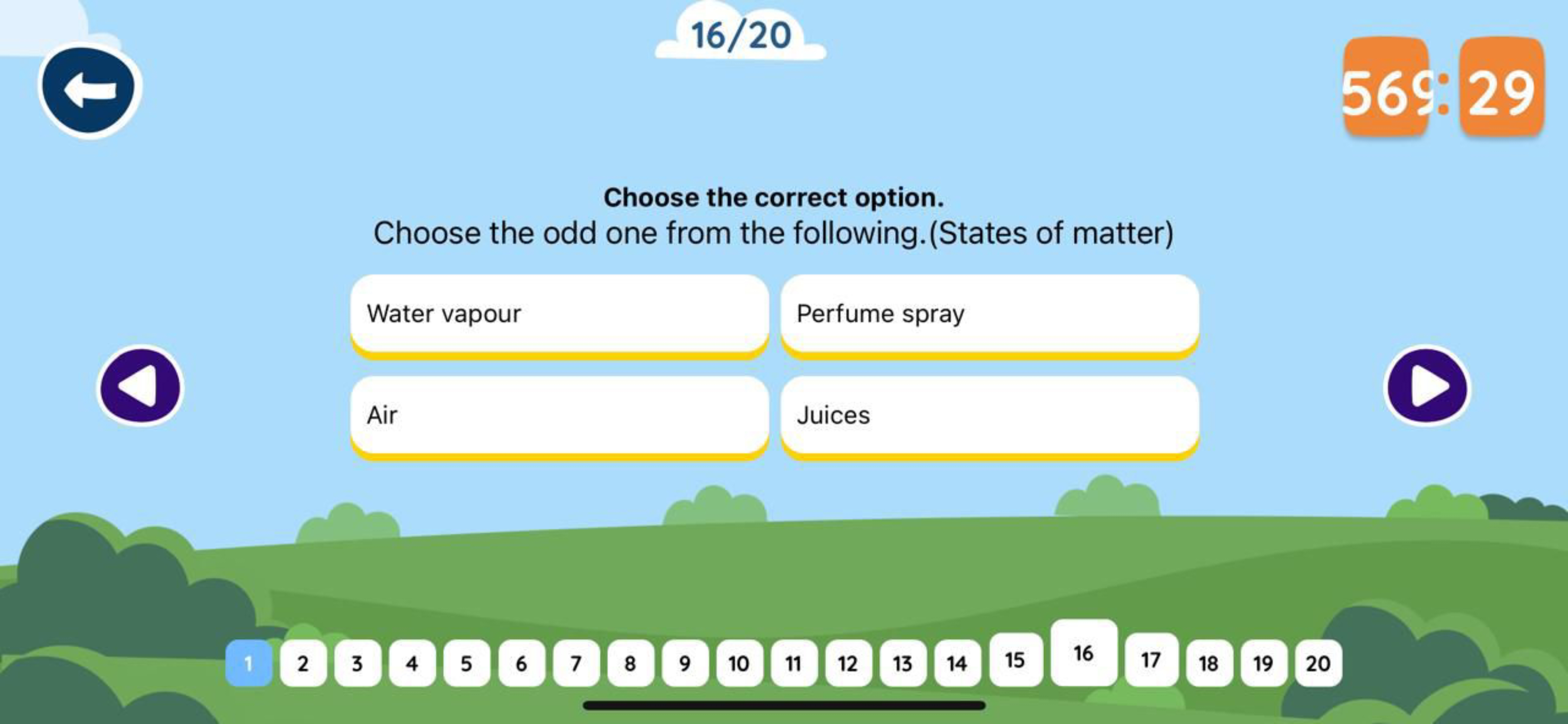 16/20

Choose the correct option. Choose the odd one from the followin