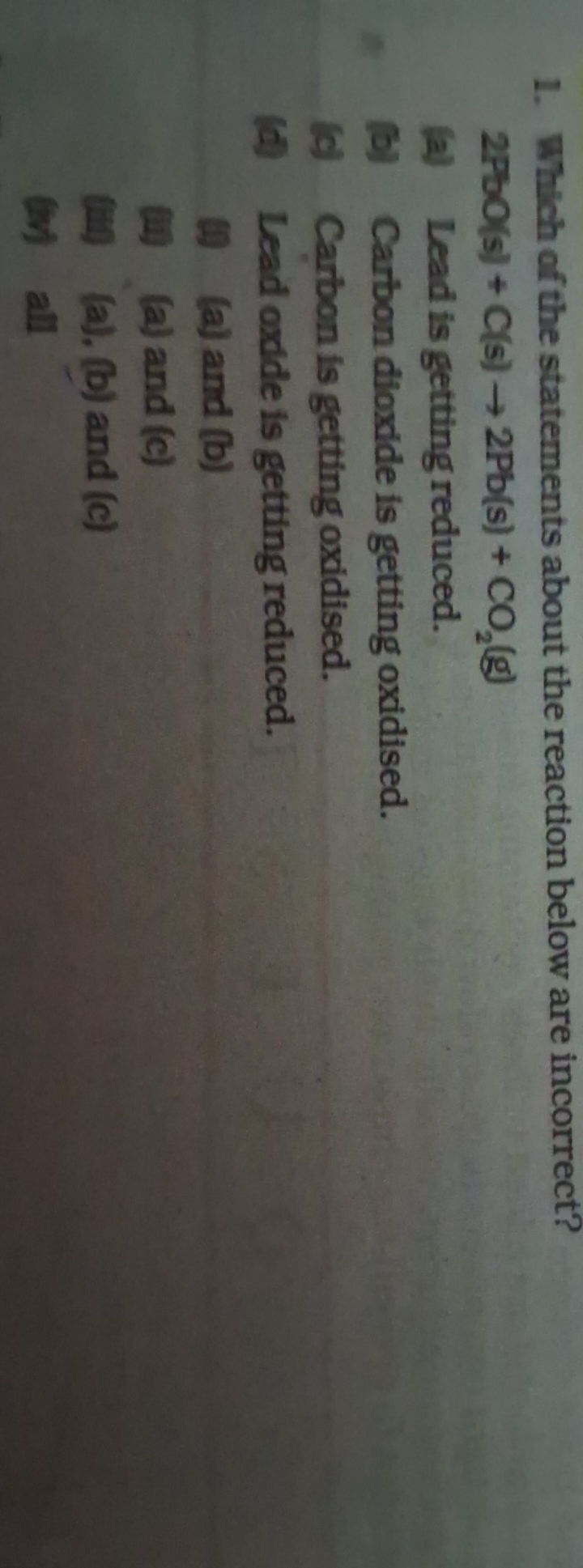 1. Which of the statements about the reaction below are incorrect?
2Pb